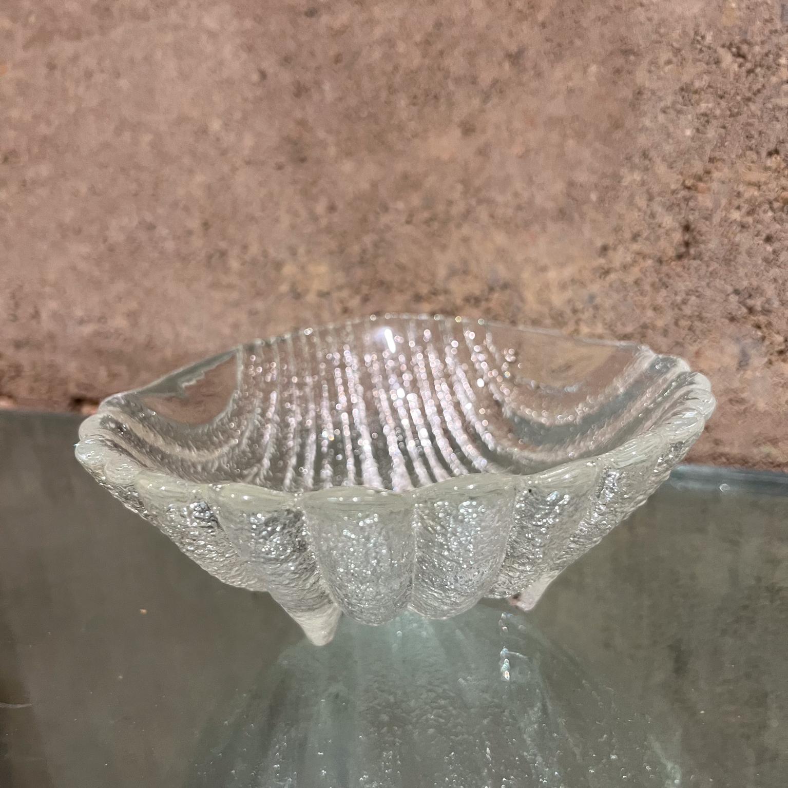 Modern 1980s Sculptural Glass Shell Footed Dish For Sale