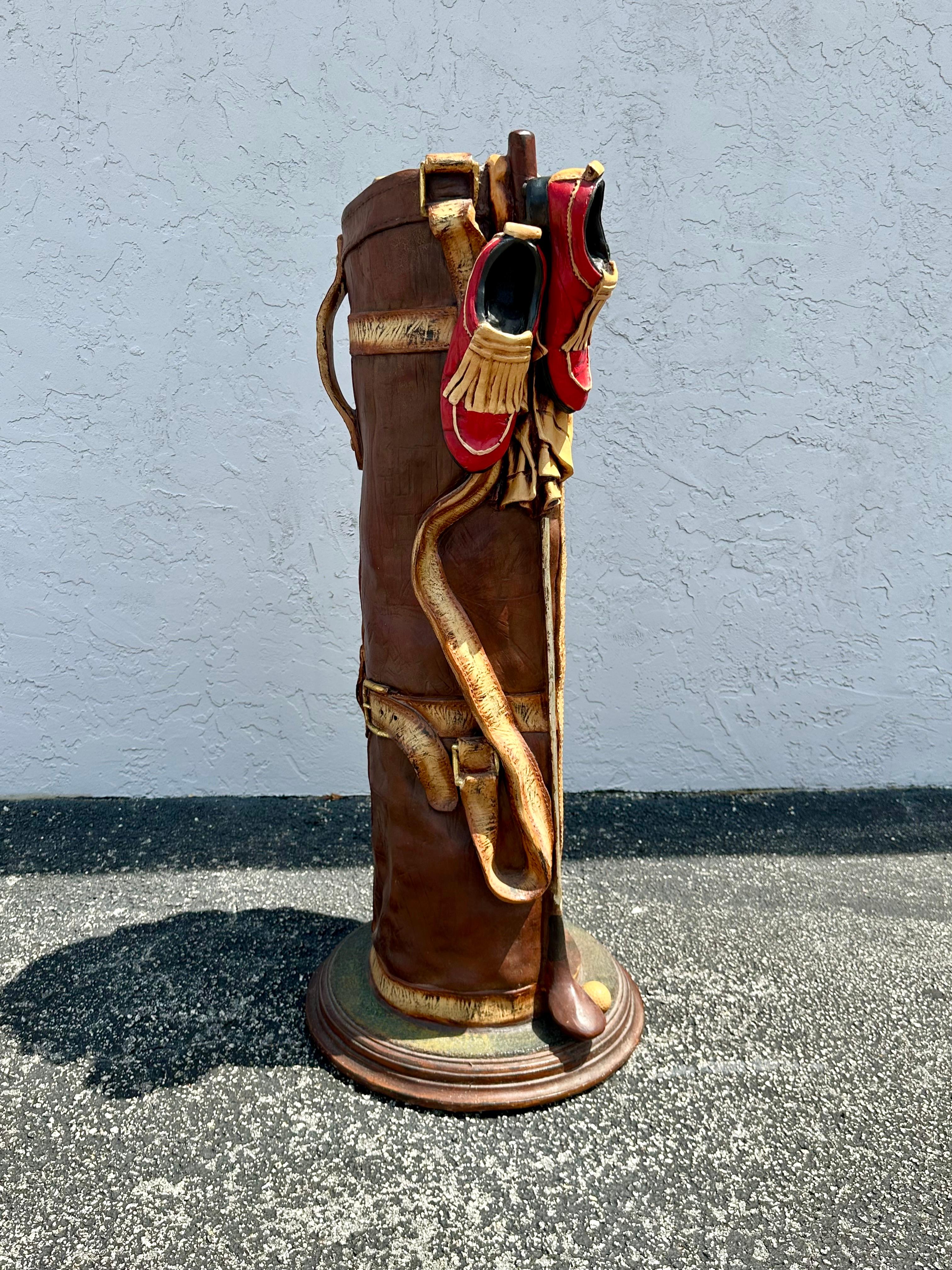 Folk Art 1980s Sculptural Hand Crafted Painted Faux Golf Club Display Cabinet For Sale