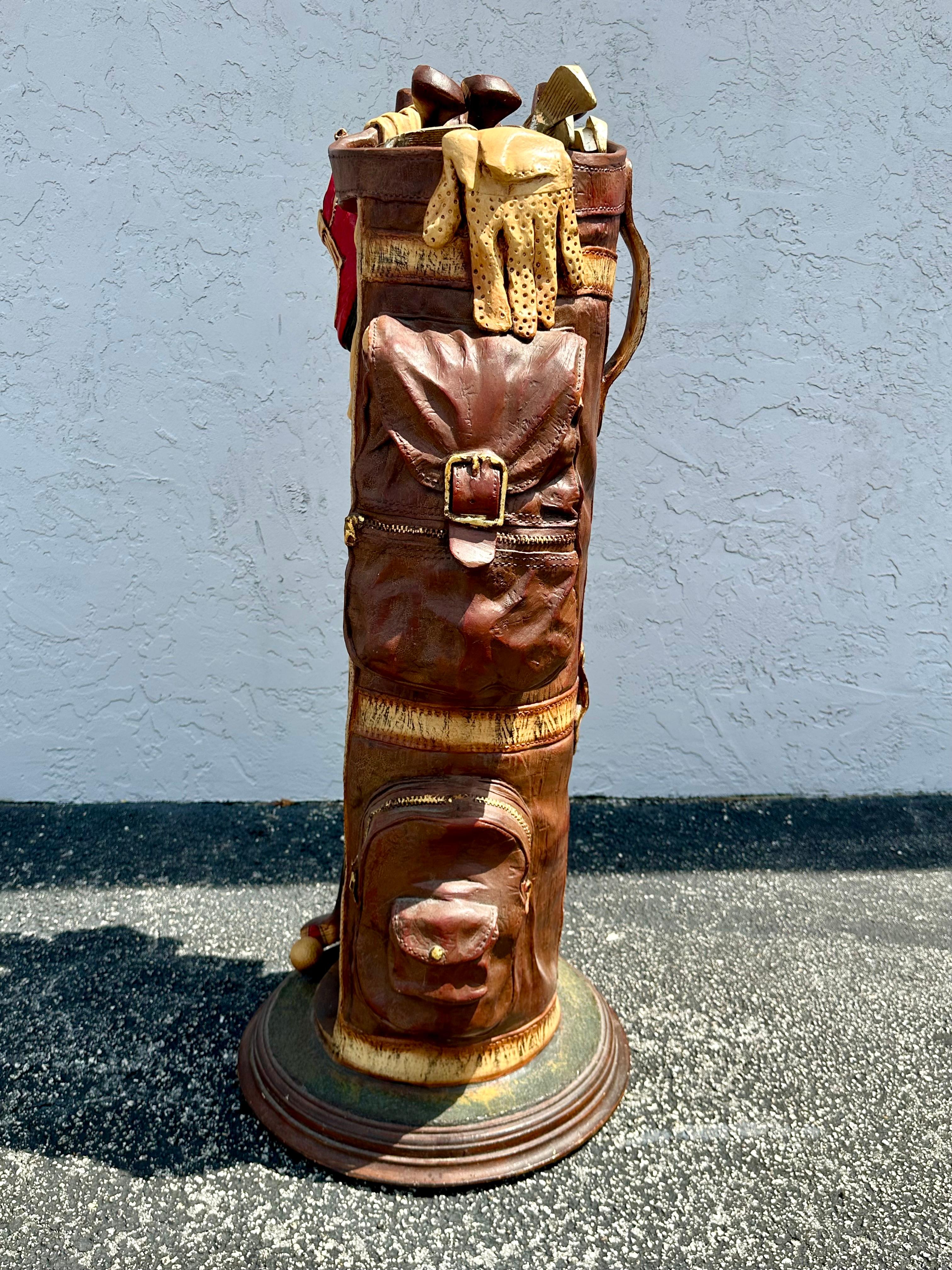 1980s Sculptural Hand Crafted Painted Faux Golf Club Display Cabinet In Good Condition For Sale In Fort Lauderdale, FL