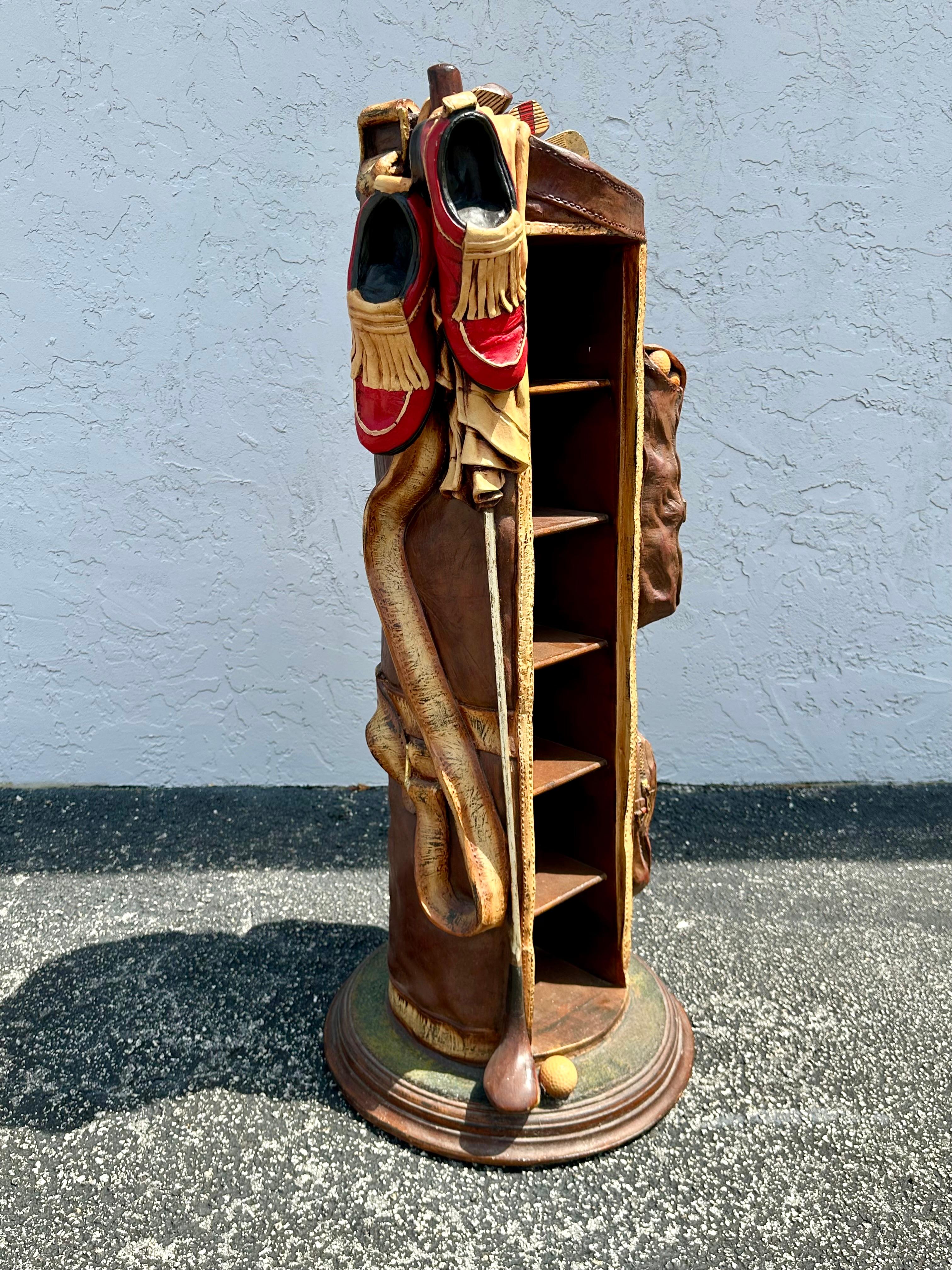 Late 20th Century 1980s Sculptural Hand Crafted Painted Faux Golf Club Display Cabinet For Sale