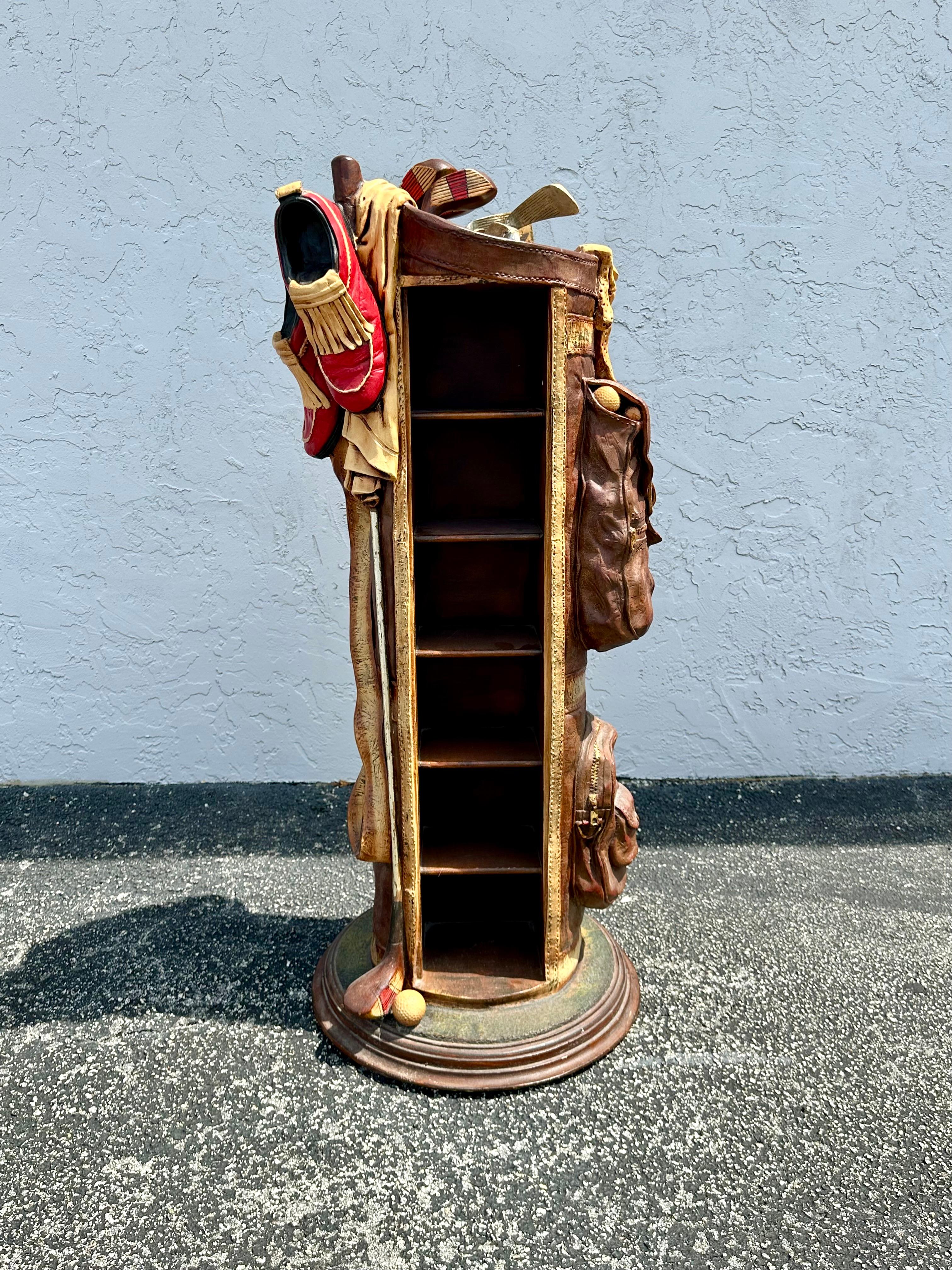 1980s Sculptural Hand Crafted Painted Faux Golf Club Display Cabinet For Sale 1