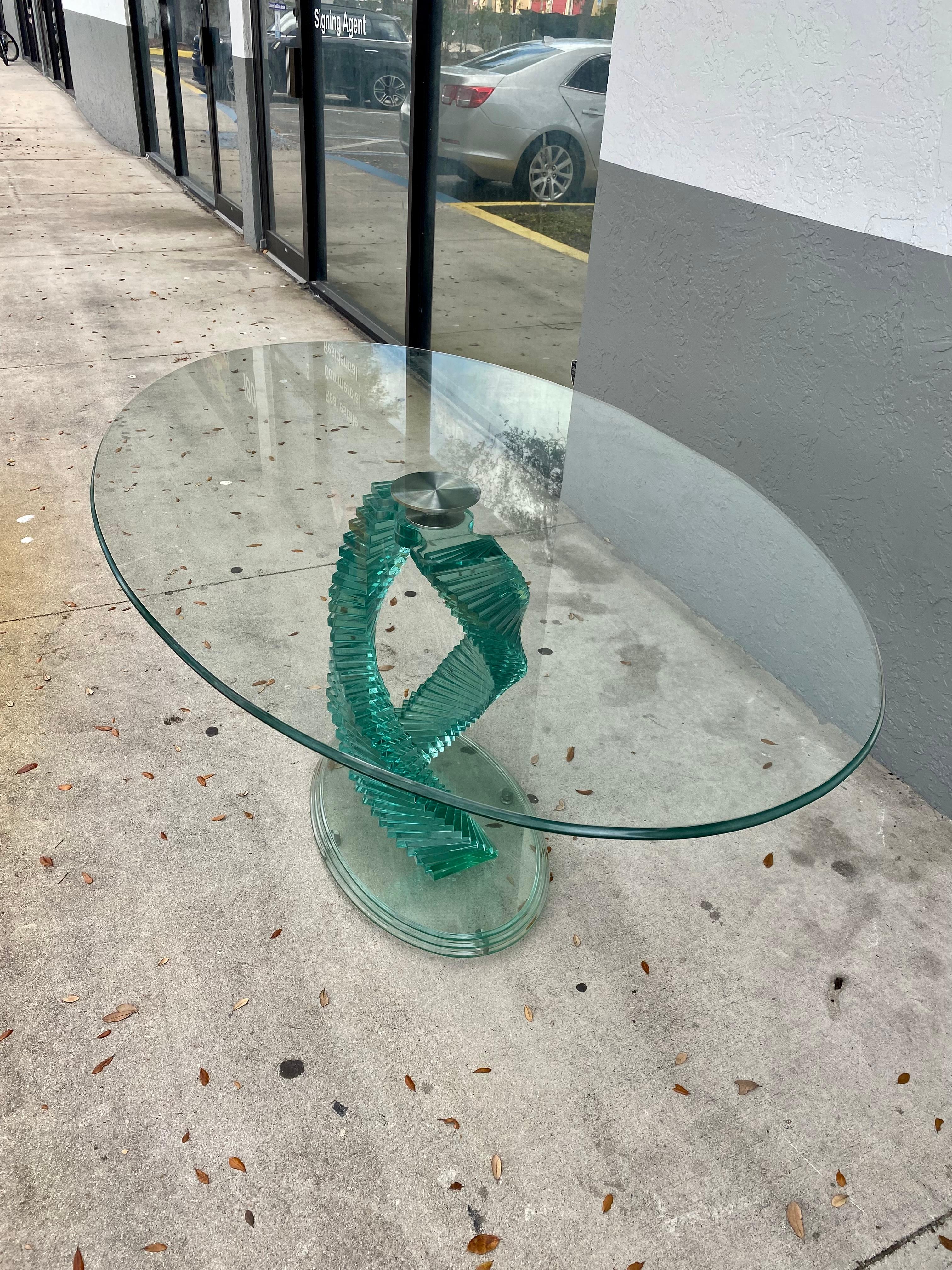 glass spiral dining table
