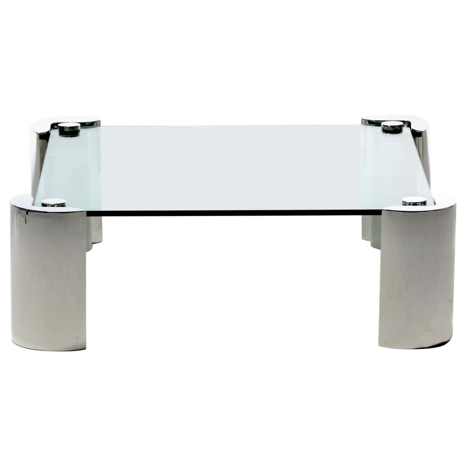 Karl Springer Mid - Century 1980's Lucite and Brass Smoked Glass Coffee Table.