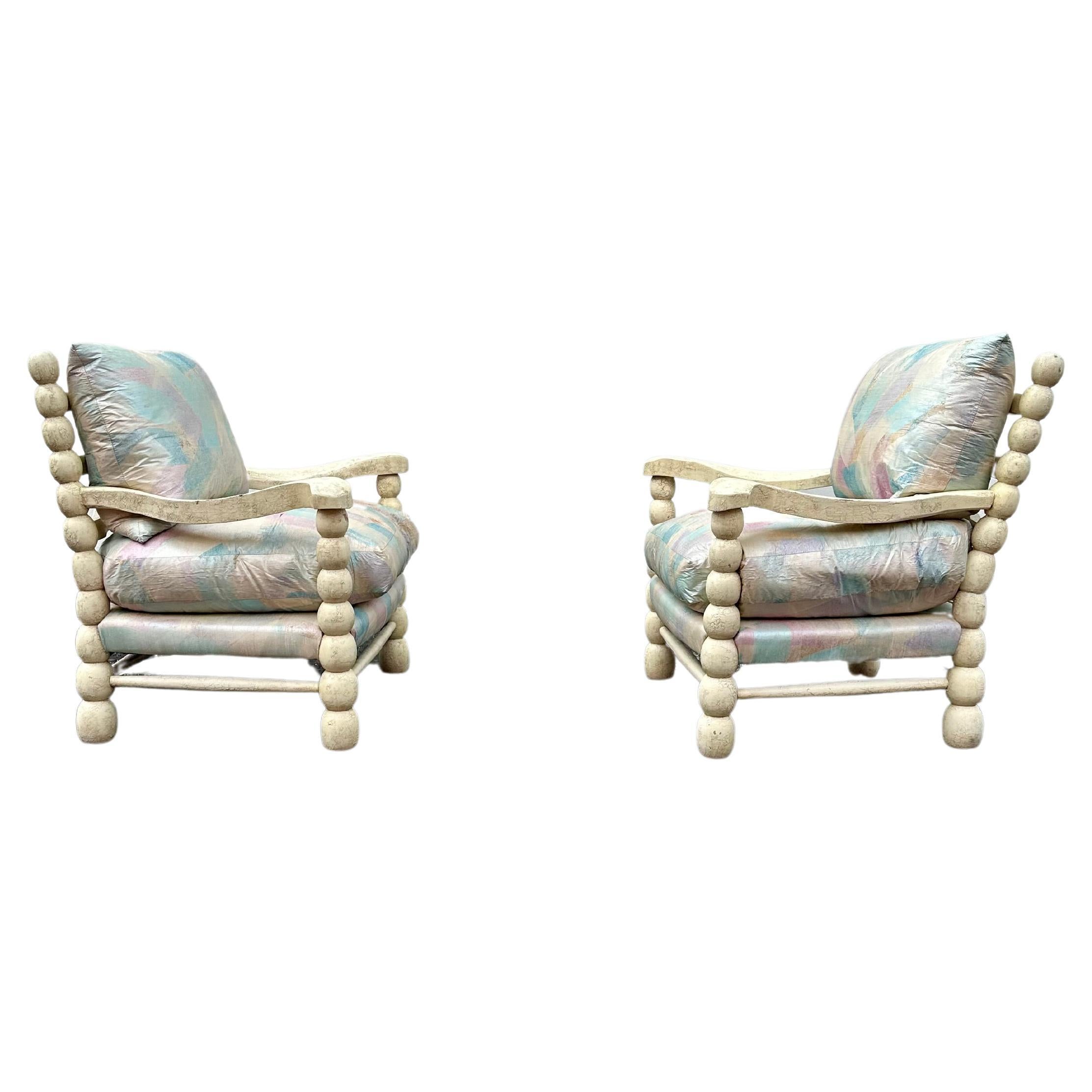 Sedie rustiche anni '80 in stile pastello di Maitland Smith Gustavo, Set di 2
