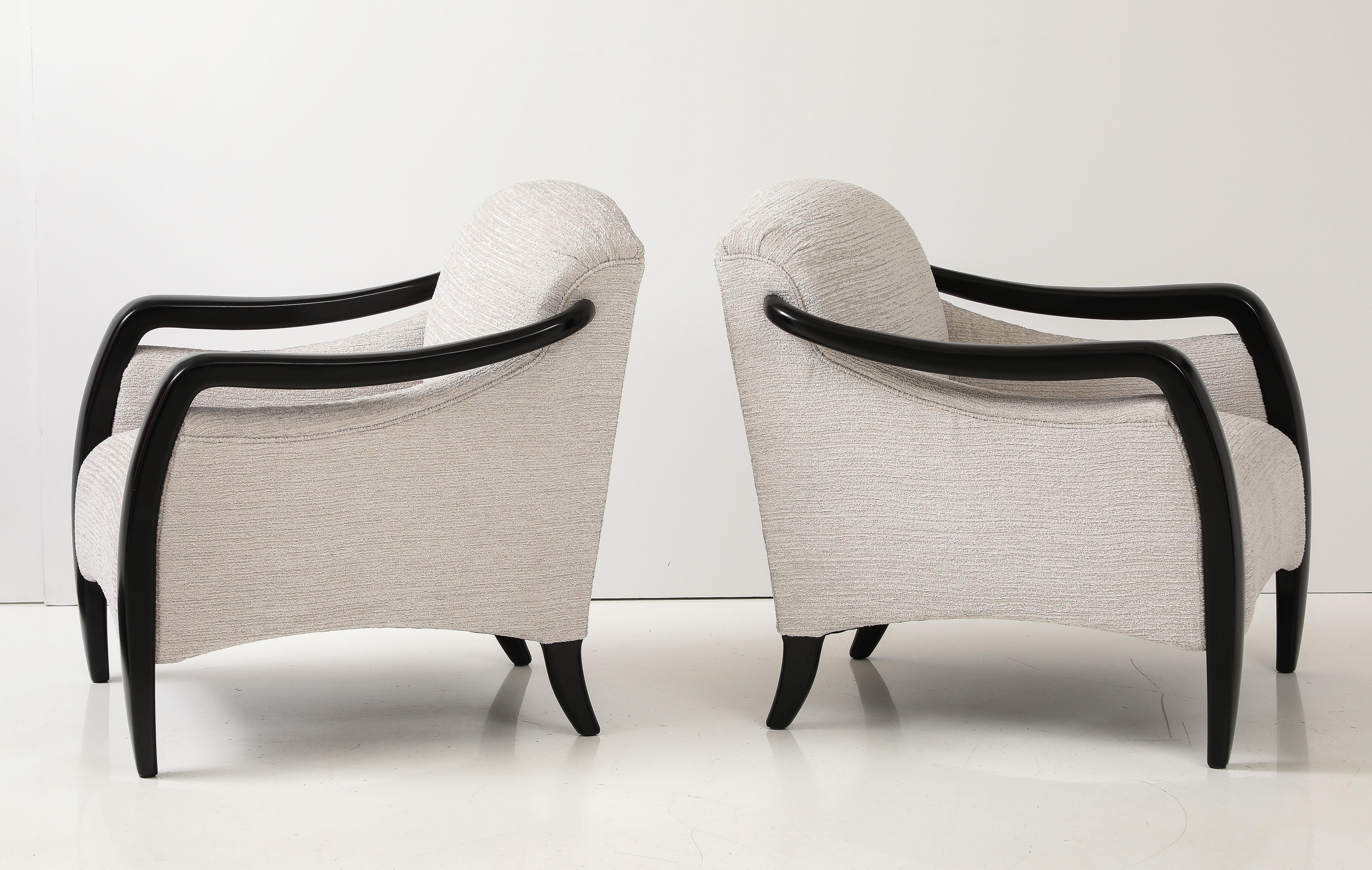 Late 20th Century 1980's Sculptural Modernist Black Lacquer Lounge Chairs