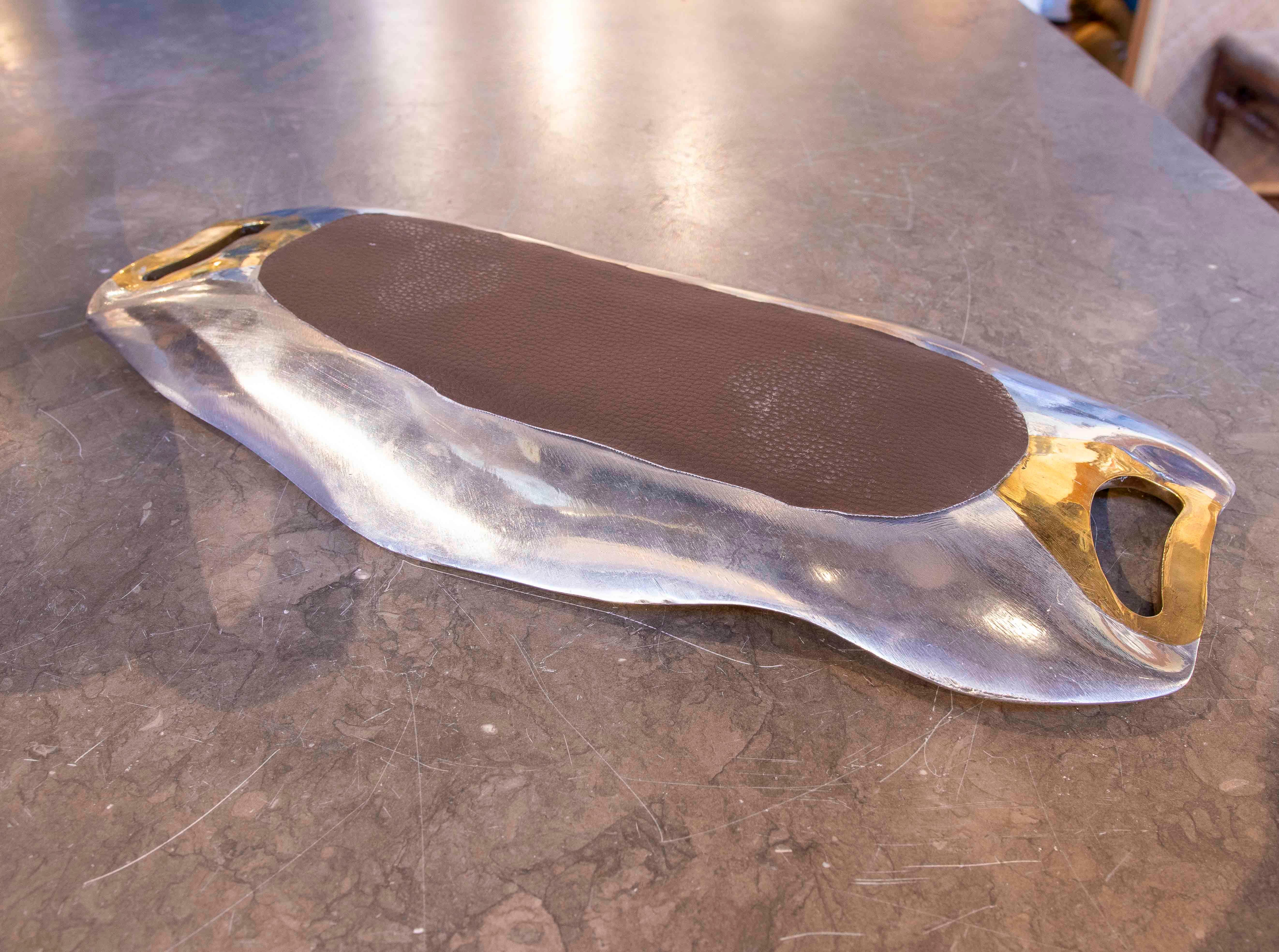 20th Century 1980s Sculptural Tray by David Marshall in Two-tone Bronze For Sale