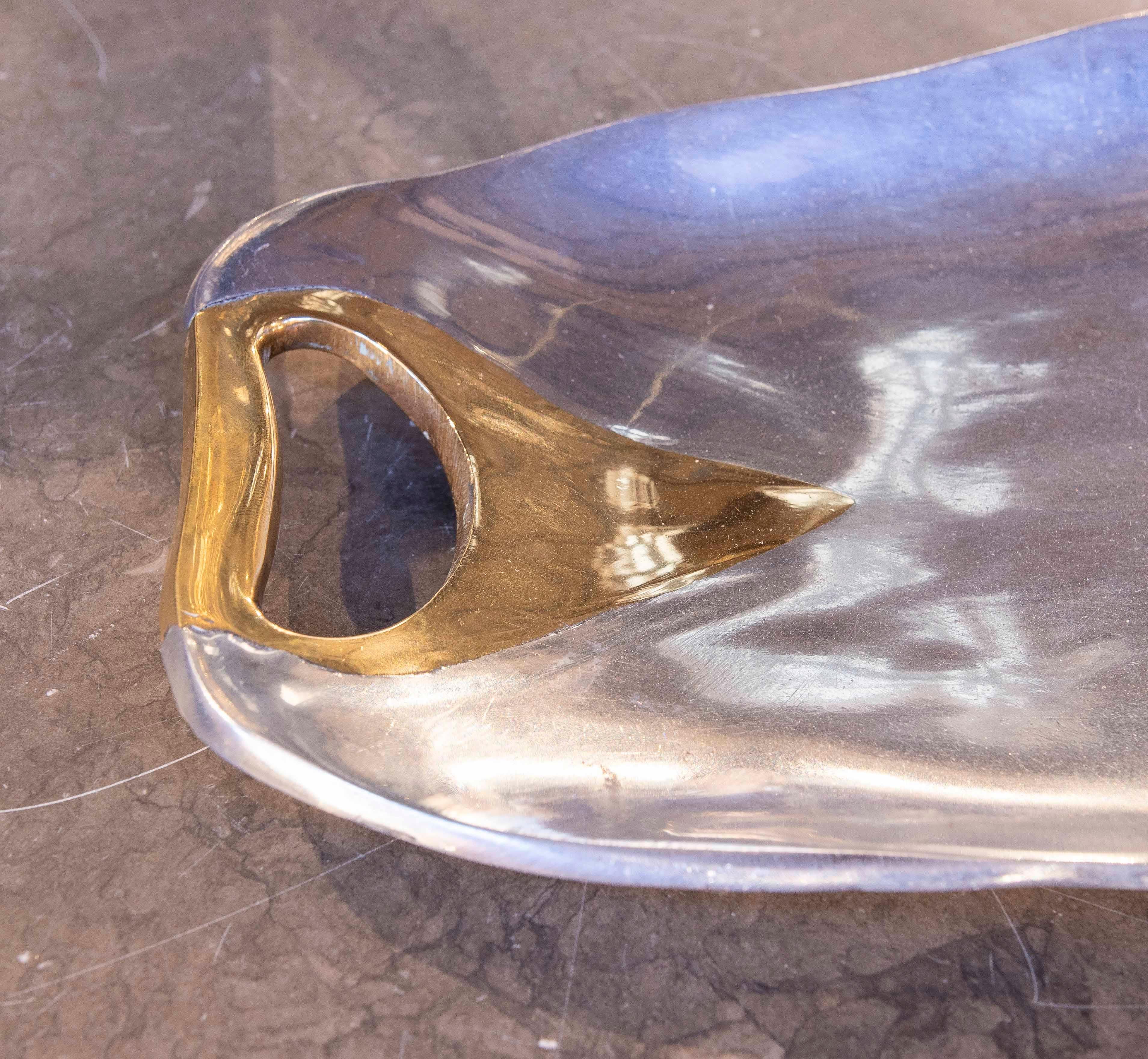 1980s Sculptural Tray by David Marshall in Two-tone Bronze For Sale 2