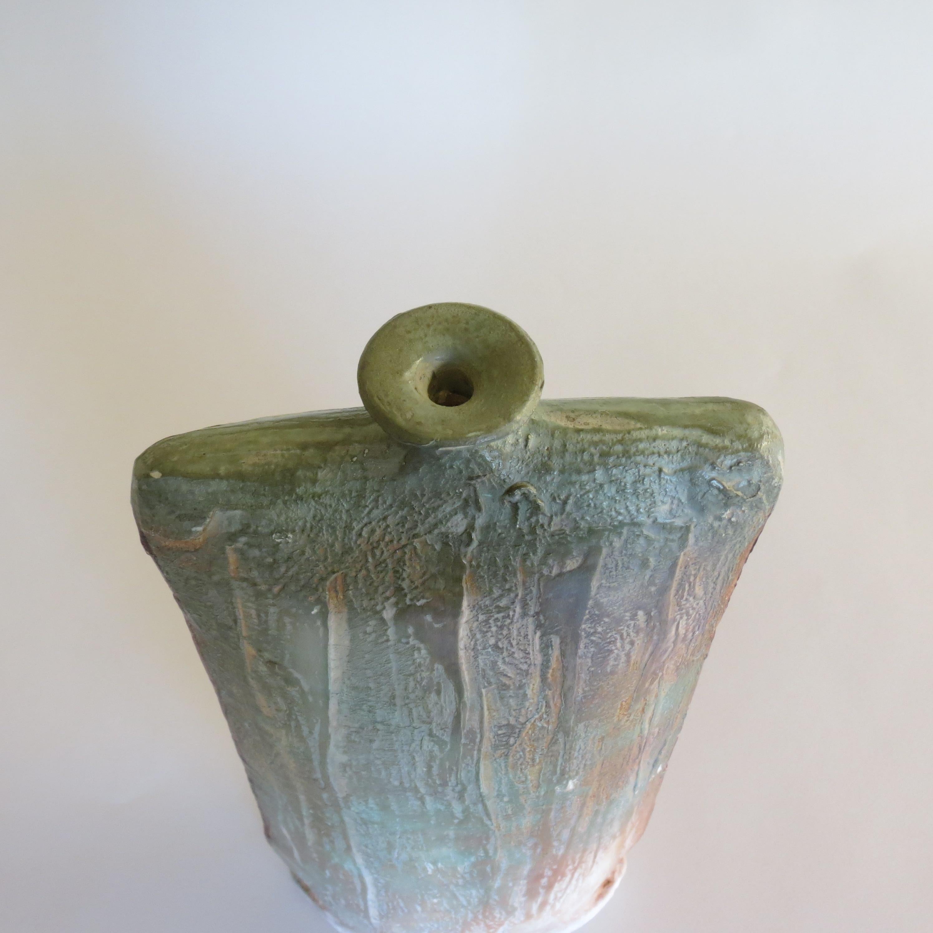 English 1980s Sculpture Hand Produced Studio Pottery Vase by John Bedding