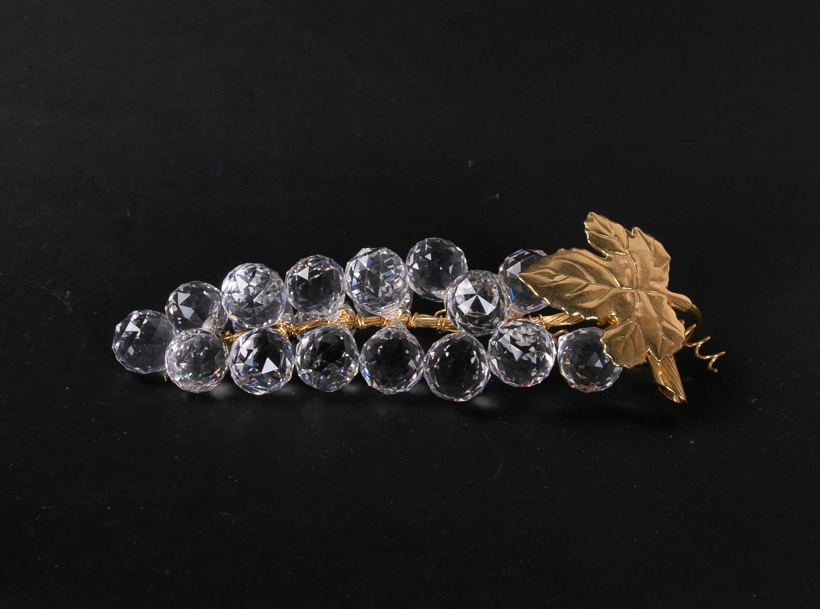 1980s Sculpture of Grapes with Stem in Bronze and Grapes in Crystal For Sale 2