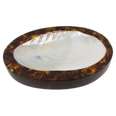 1980s SeaShell in Rootbeer Resin Desk Tidy Catchall Vide Poche