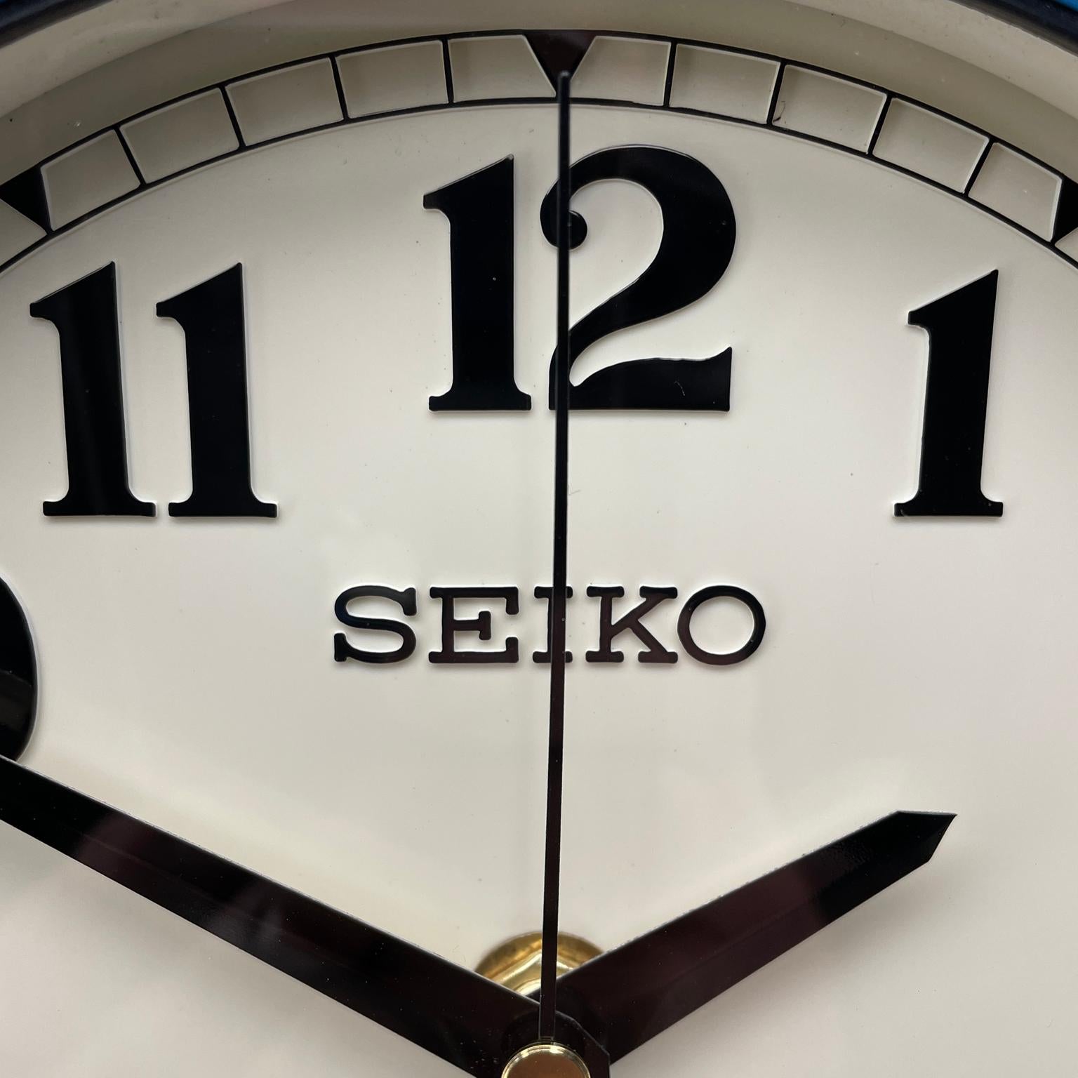 Brass 1980s Seiko Blue and White Retro Vintage Industrial Antique Steel Quartz Clock