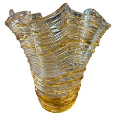 1980s Sergio Costantini Modernist Yellow Murano Glass Vase