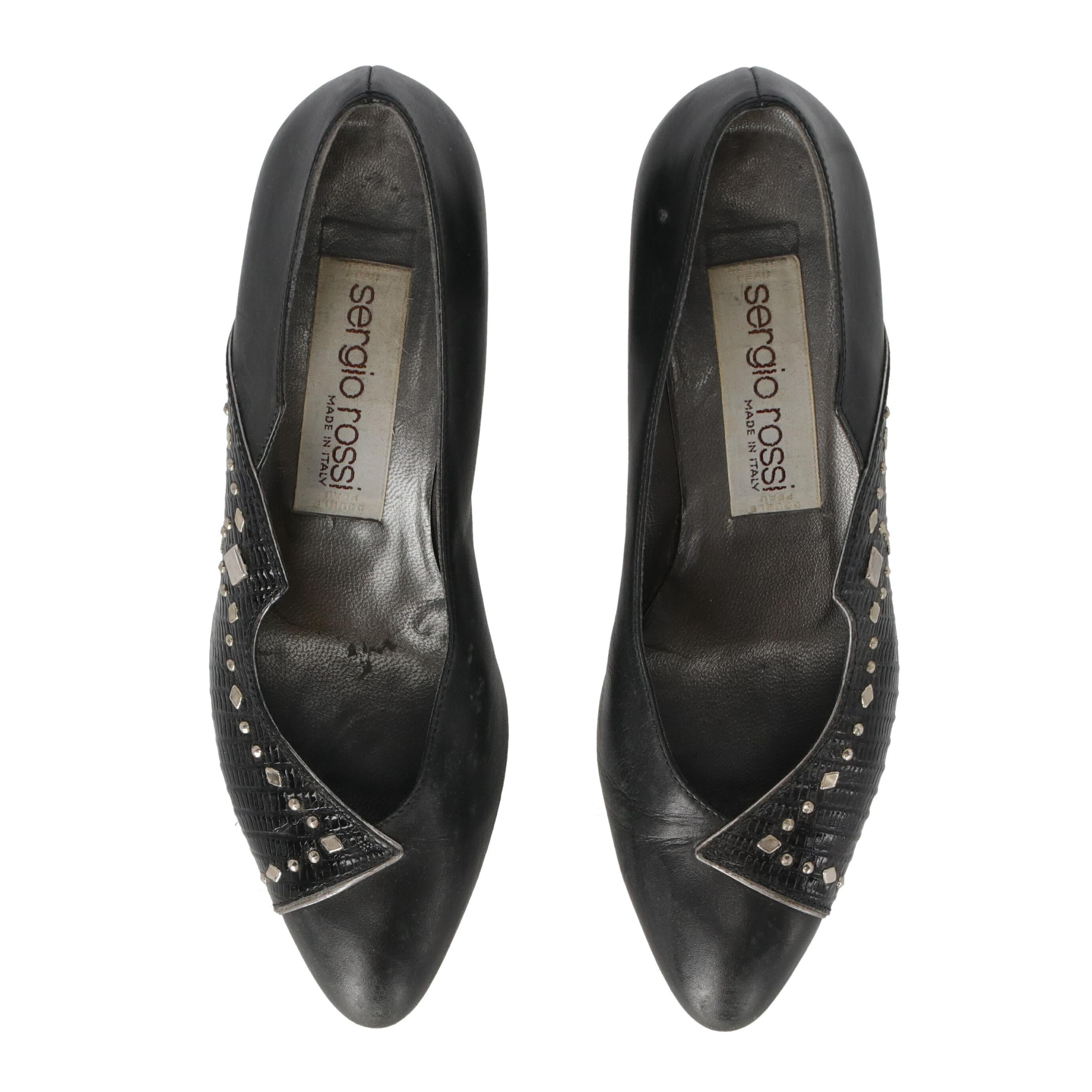 1980s Sergio Rossi Black Low-heeled Pumps In Good Condition For Sale In Lugo (RA), IT