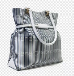 1980s Sergio Rossi Grey White Striped Canvas Shoulder Hobo Bag