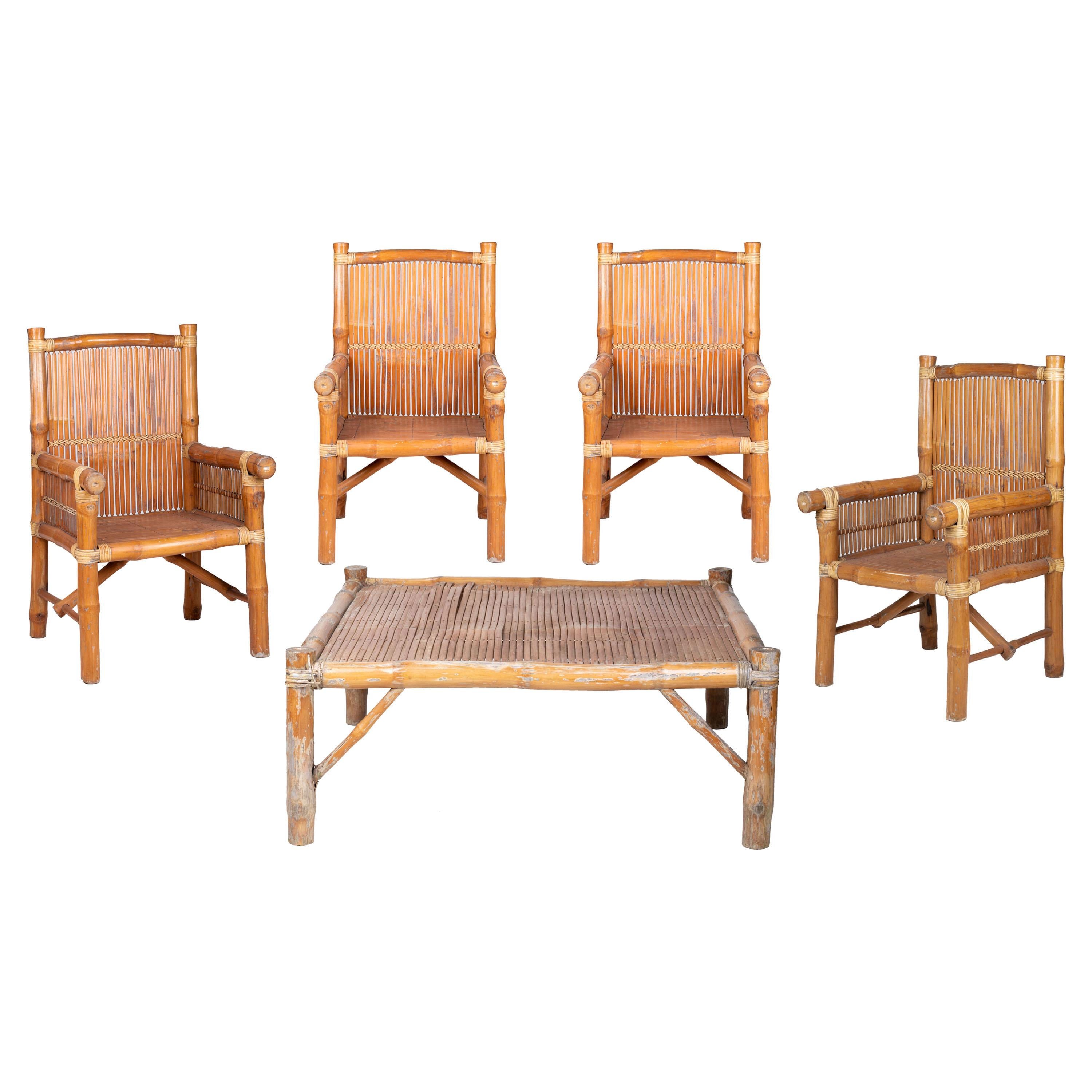 Set of Four Outdoor Armchairs and Low Table by Richard Schultz at 1stDibs