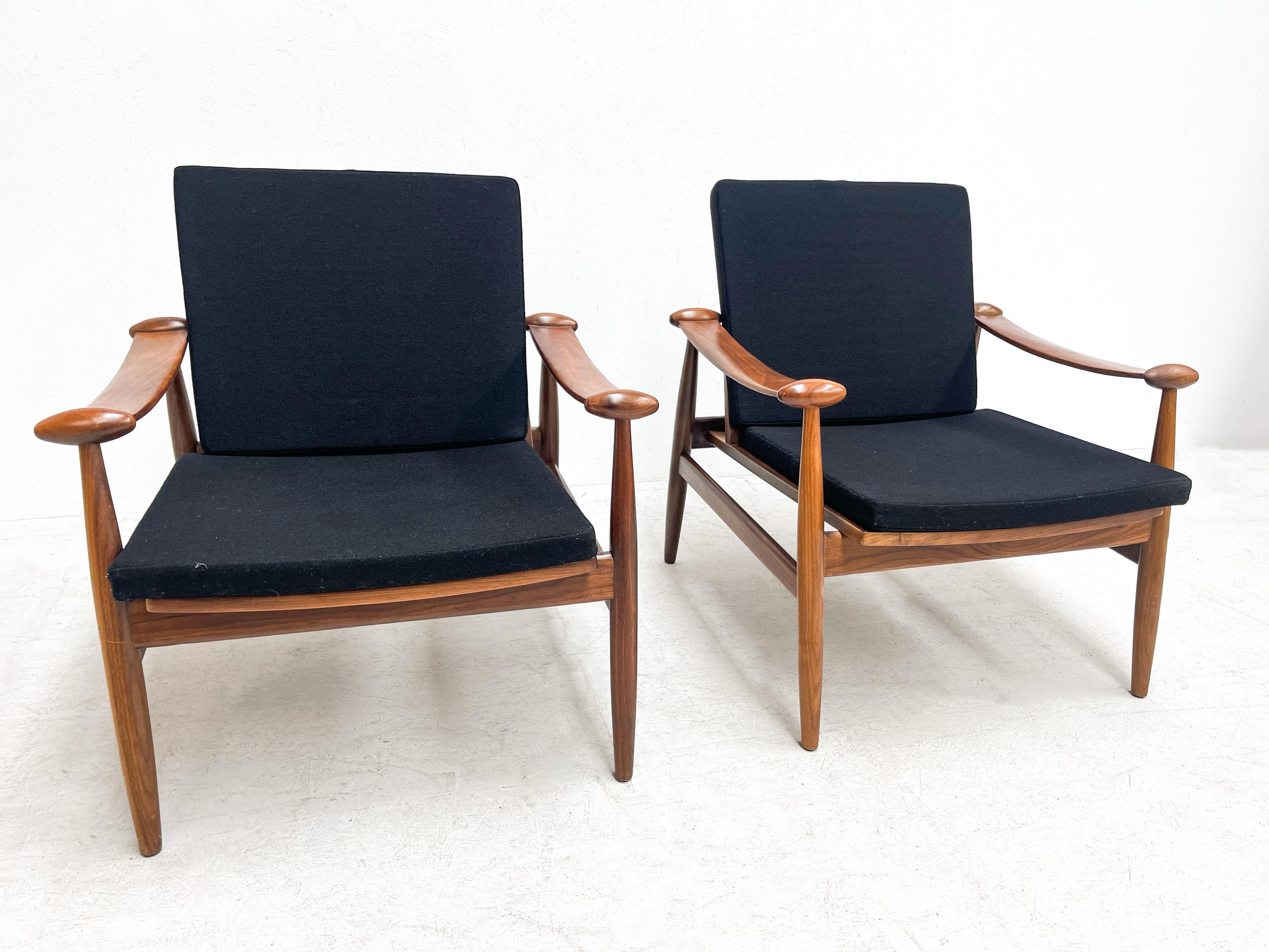 1980's Set of 2 FD133 Finn Juhl Easy Chairs for France & Son In Good Condition In Nijlen, VAN