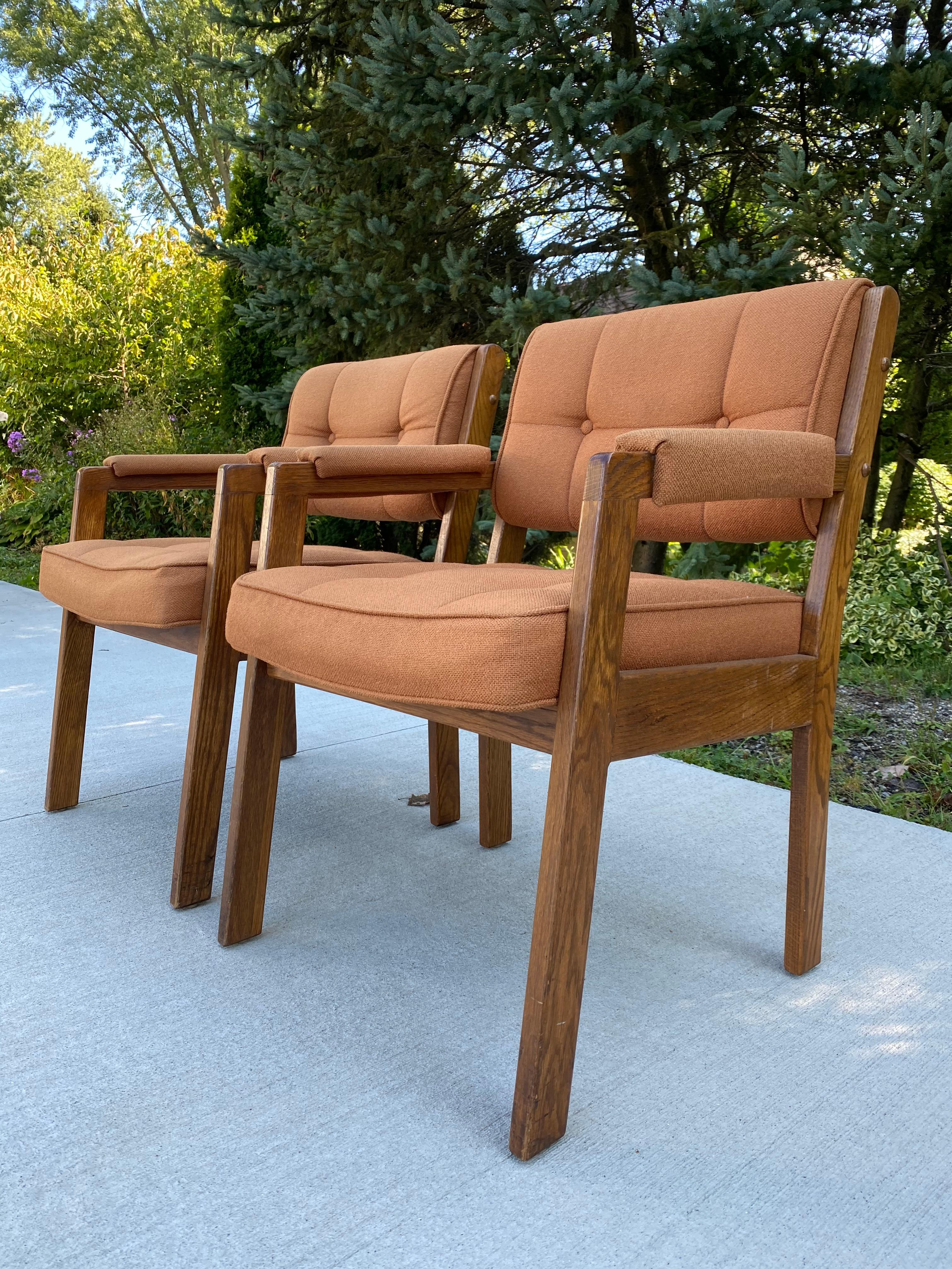 1980s, Set of 2 Orange Mid-Century Modern Style Accent Chairs 5