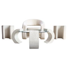 1980er Jahre Satz von 3 Postmod Sculptural Scroll Glas Karl Springer Att. Tische