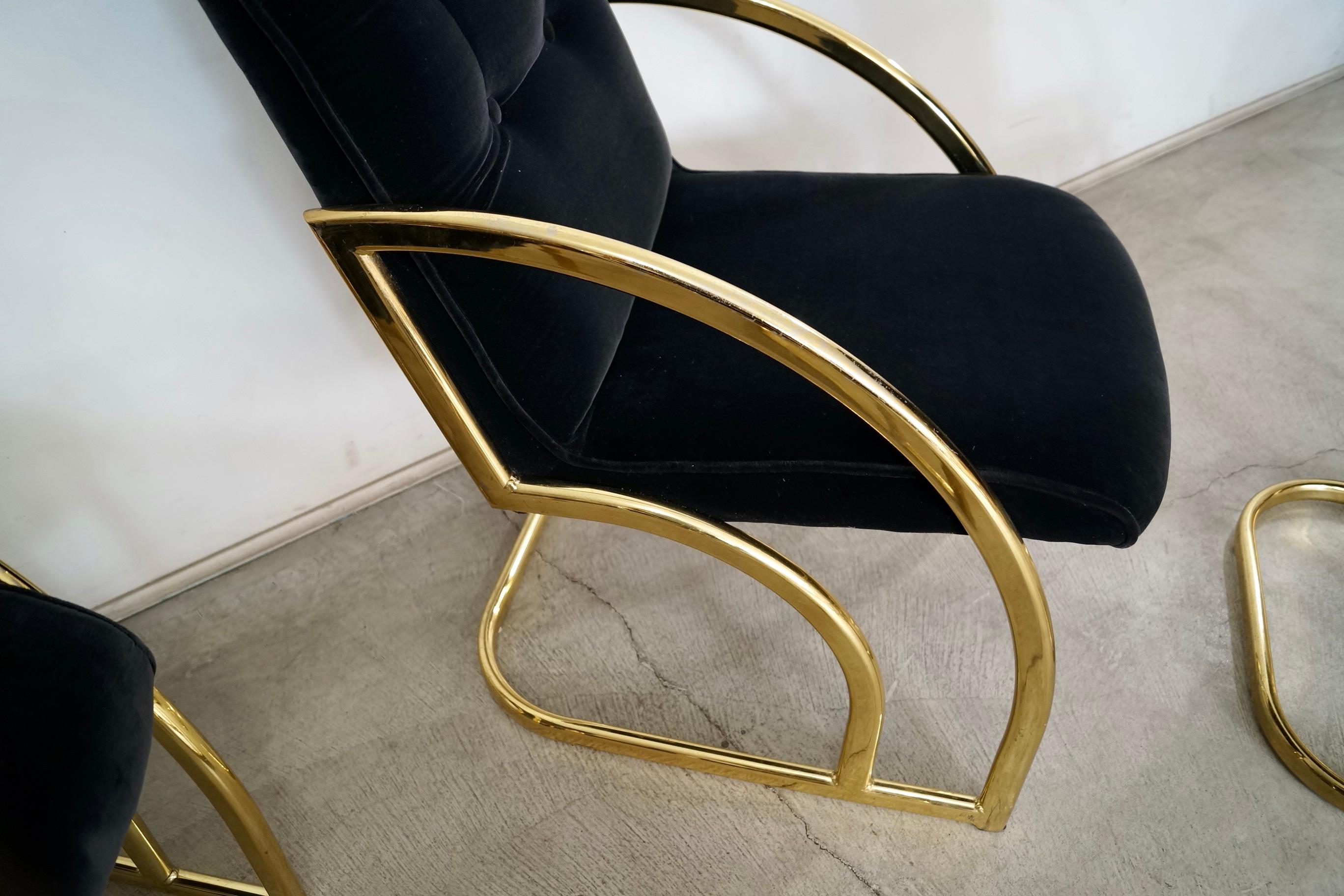 1980's Set of 4 Art Deco Hollywood Regency Brass Dining Arm Chairs 10