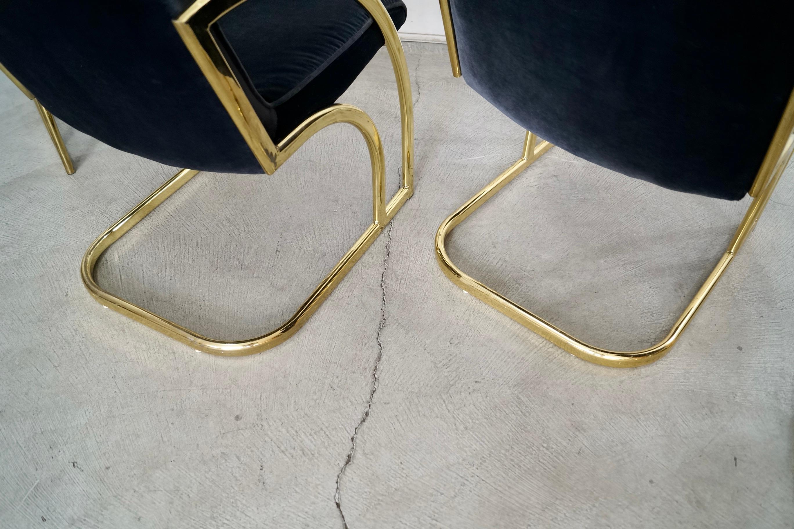 1980's Set of 4 Art Deco Hollywood Regency Brass Dining Arm Chairs 14