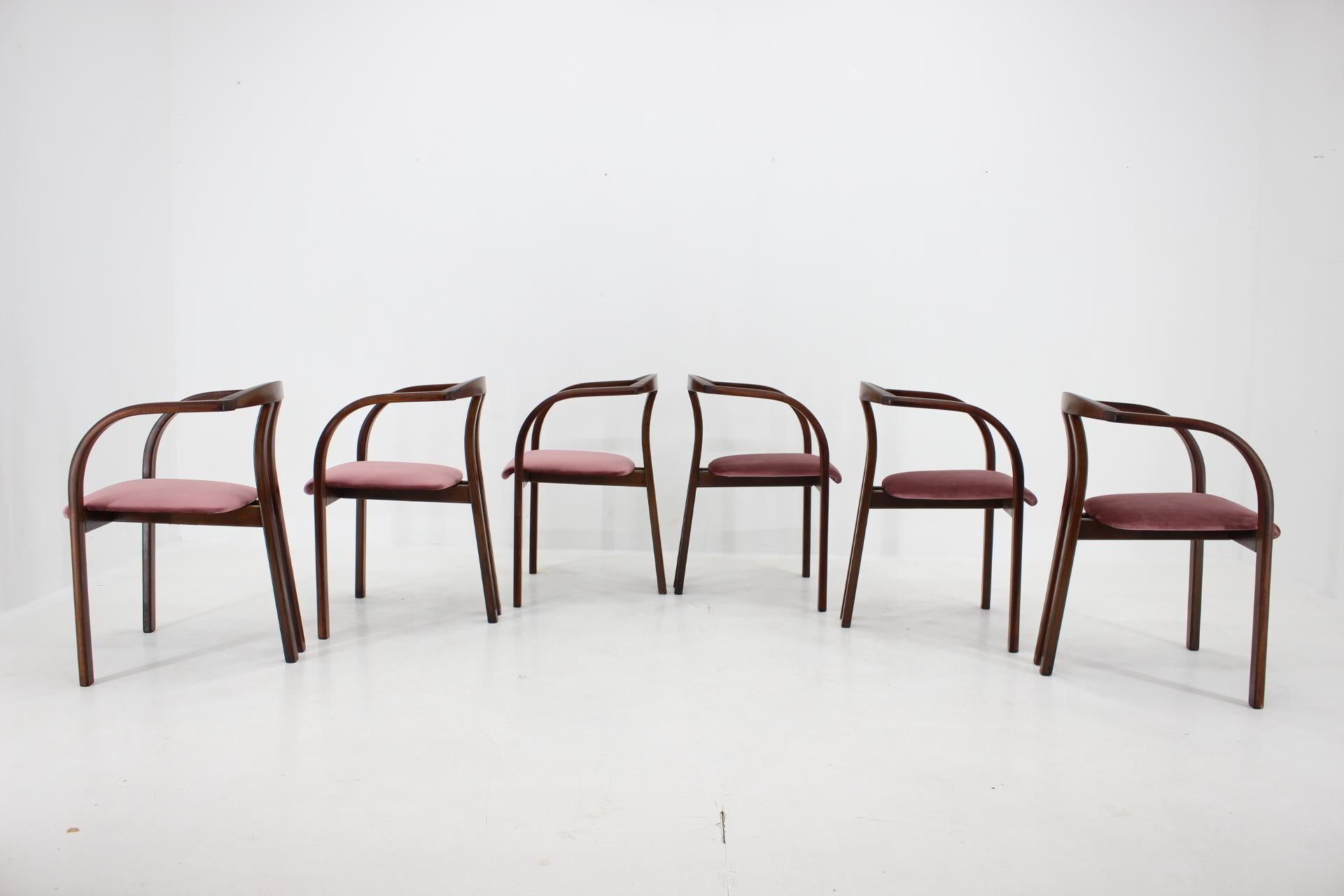 Czech 1980s Set of 6 Rare Dining/Side Chairs by TON For Sale
