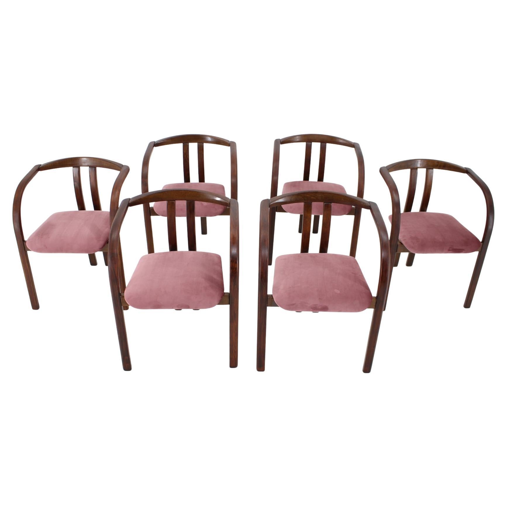 1980s Set of 6 Rare Dining/Side Chairs by TON For Sale