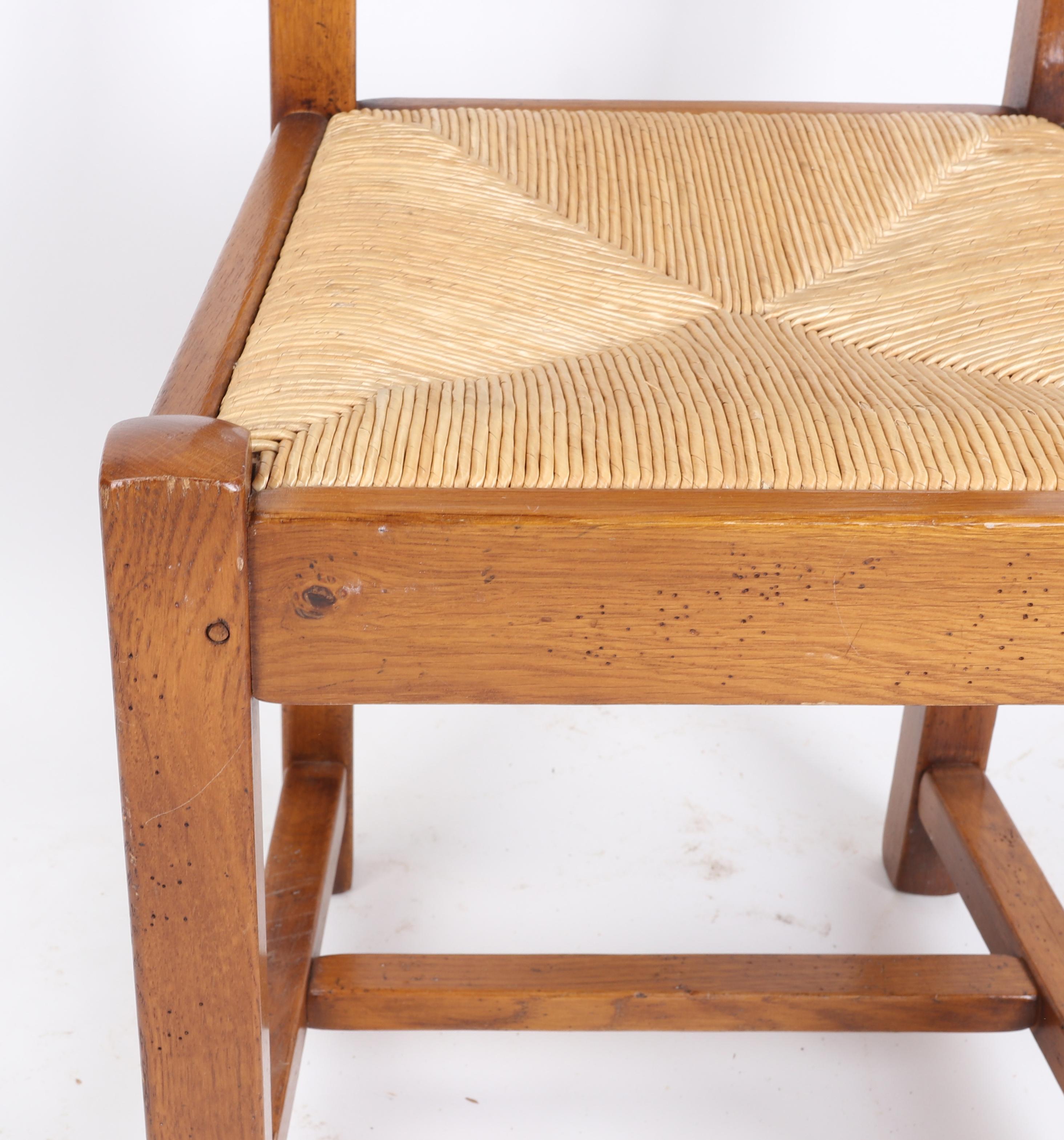 1980s Set of Eight Wooden Chairs with Rope Seat  For Sale 4