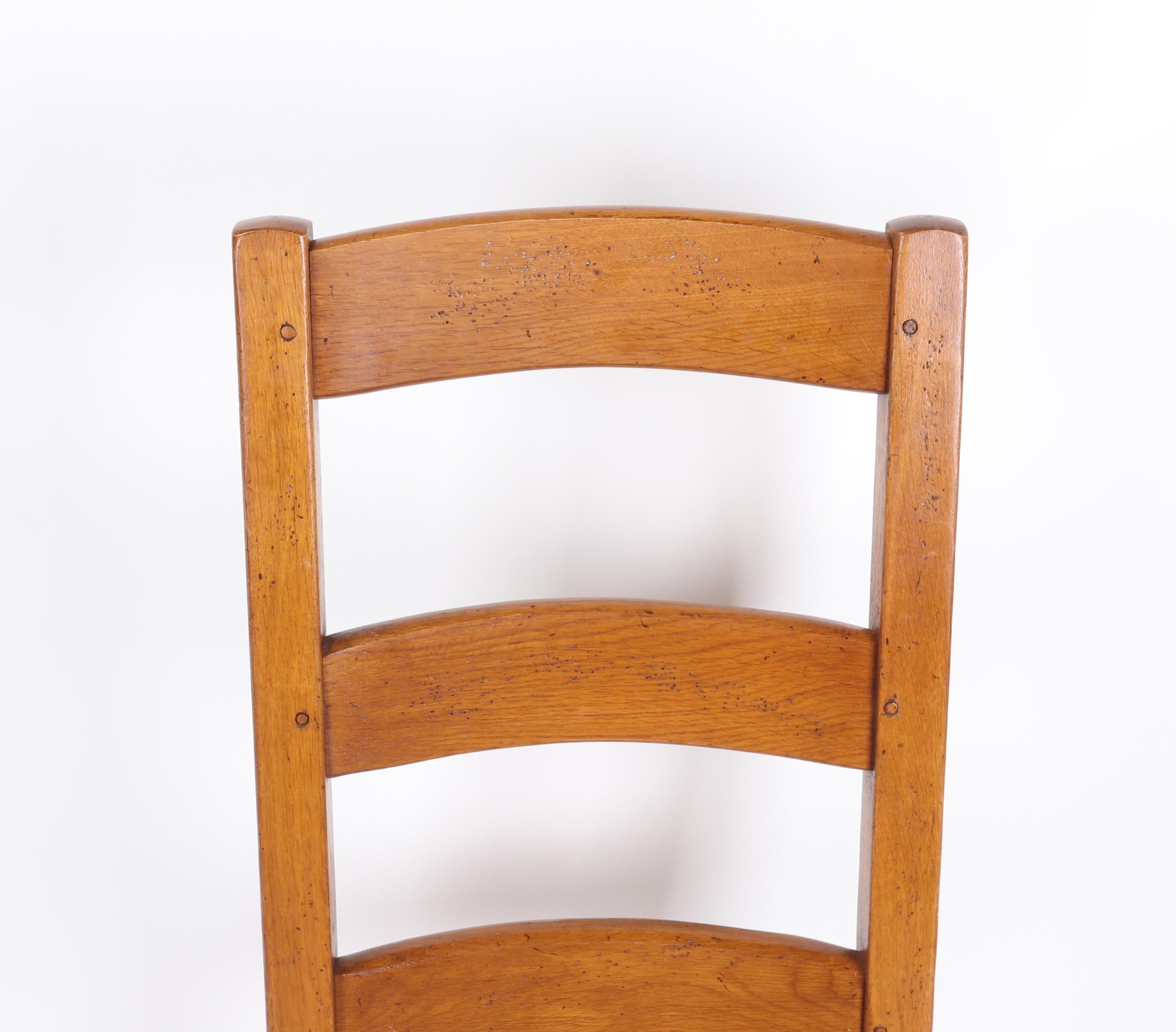 20th Century 1980s Set of Eight Wooden Chairs with Rope Seat  For Sale