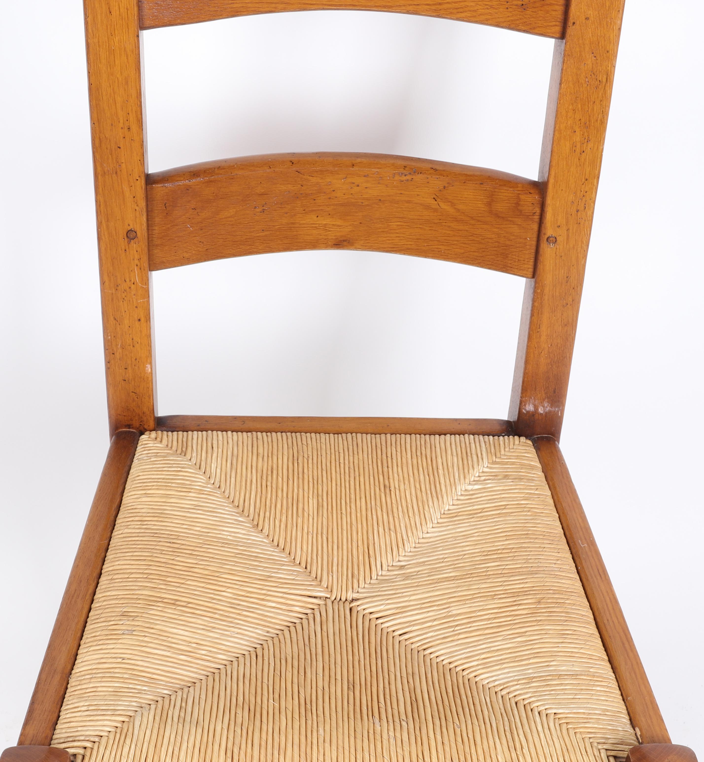 1980s Set of Eight Wooden Chairs with Rope Seat  For Sale 1