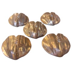 Ensemble de cinq appliques en bronze doré de l'artiste David Marshall des années 1980