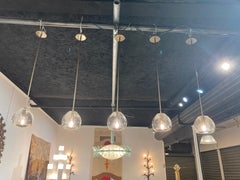 1980's set of five glass ceiling lights in Murano Glass