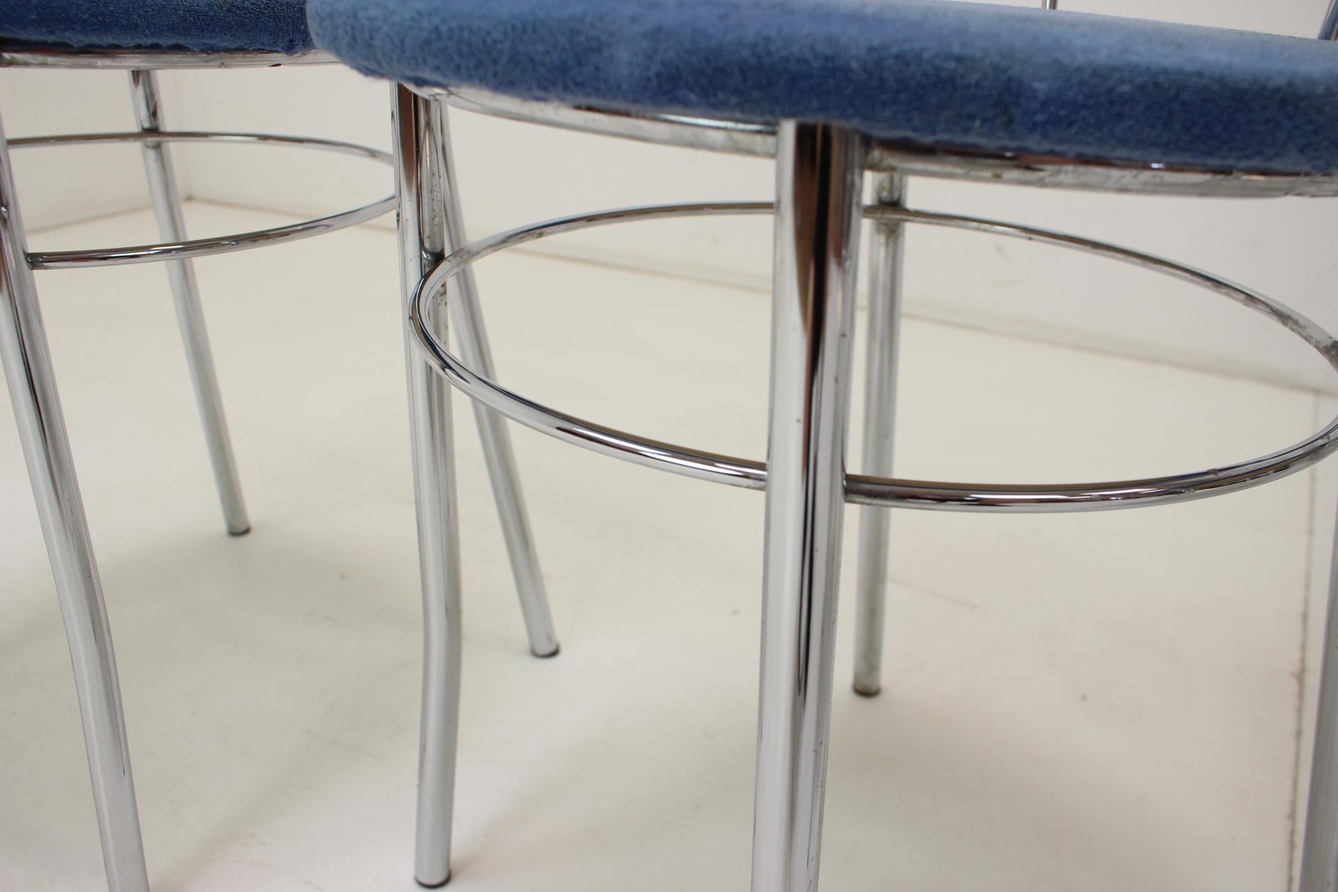 1980s Set of Four Chrome Dining Chairs, Italy For Sale 1