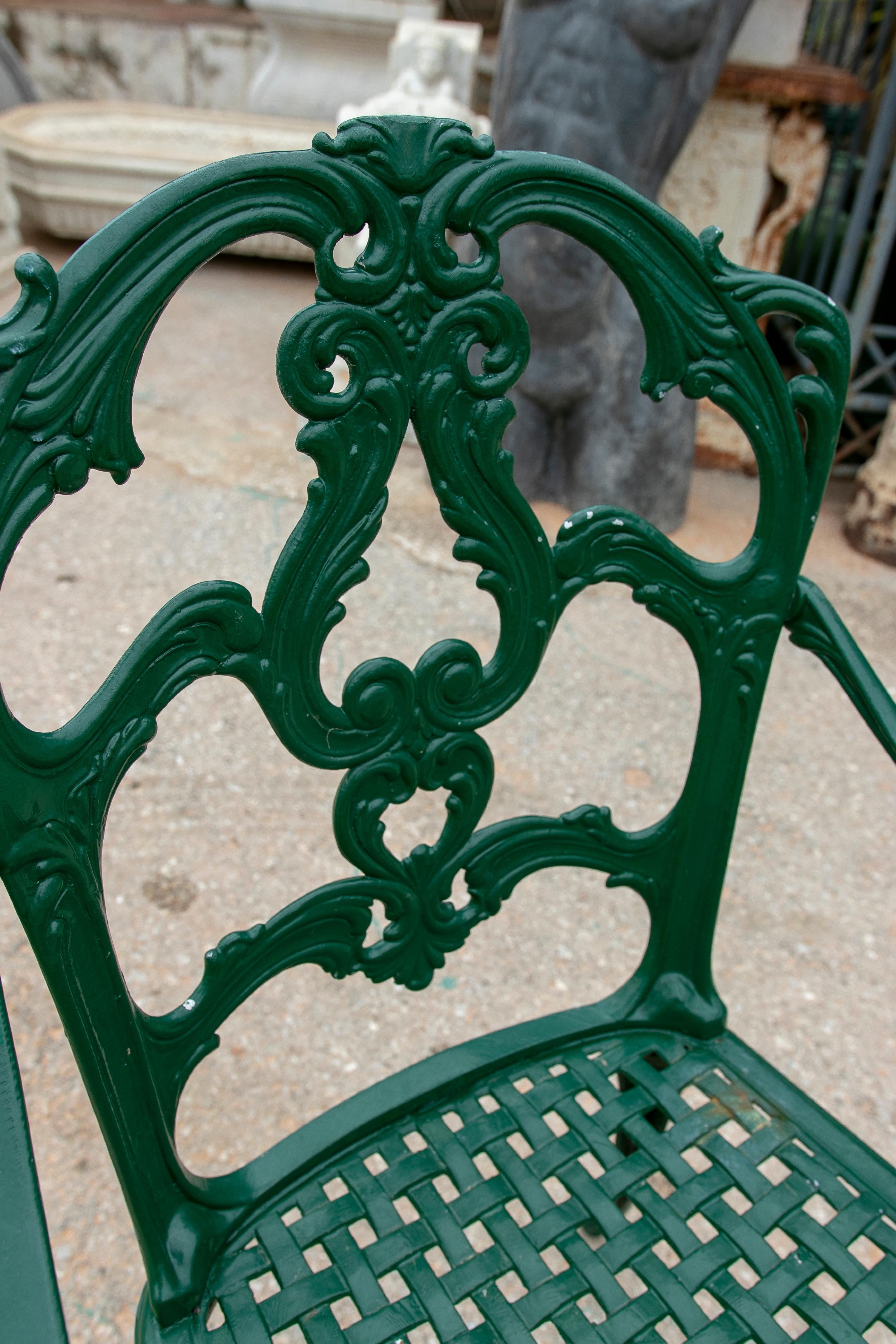 1980s Set of Four Green-Painted Iron Chairs  7