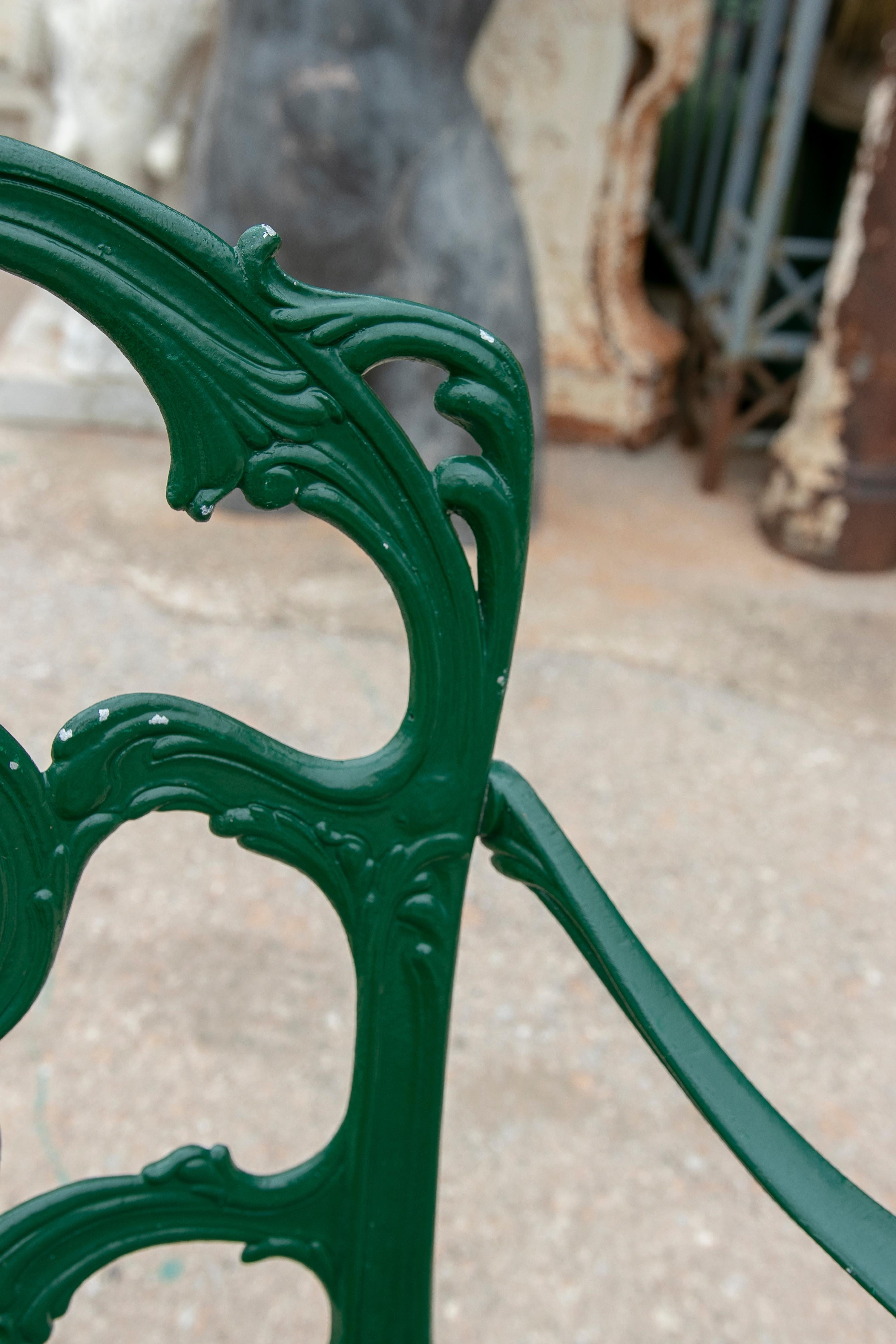 1980s Set of Four Green-Painted Iron Chairs  8