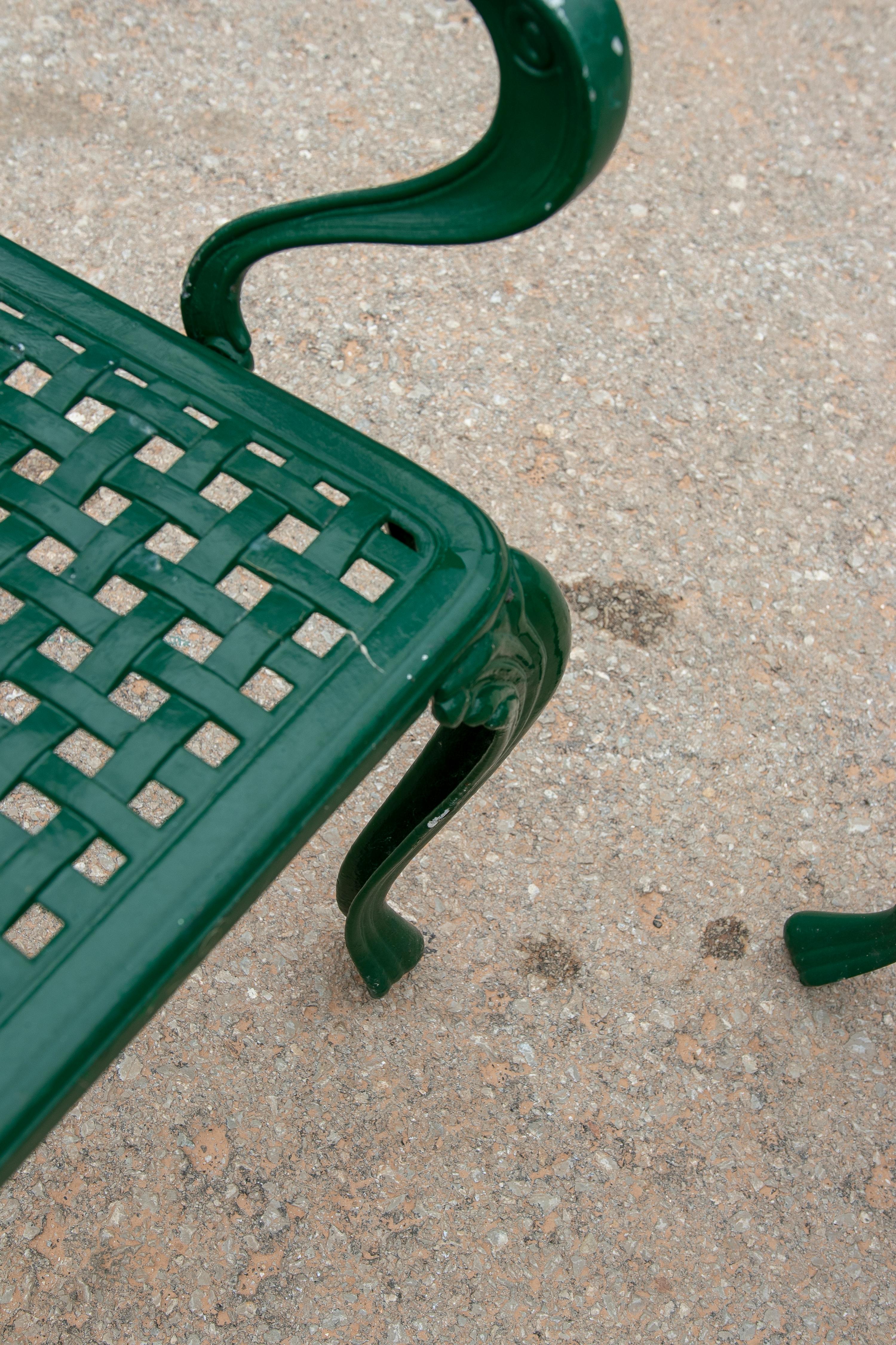1980s Set of Four Green-Painted Iron Chairs  11