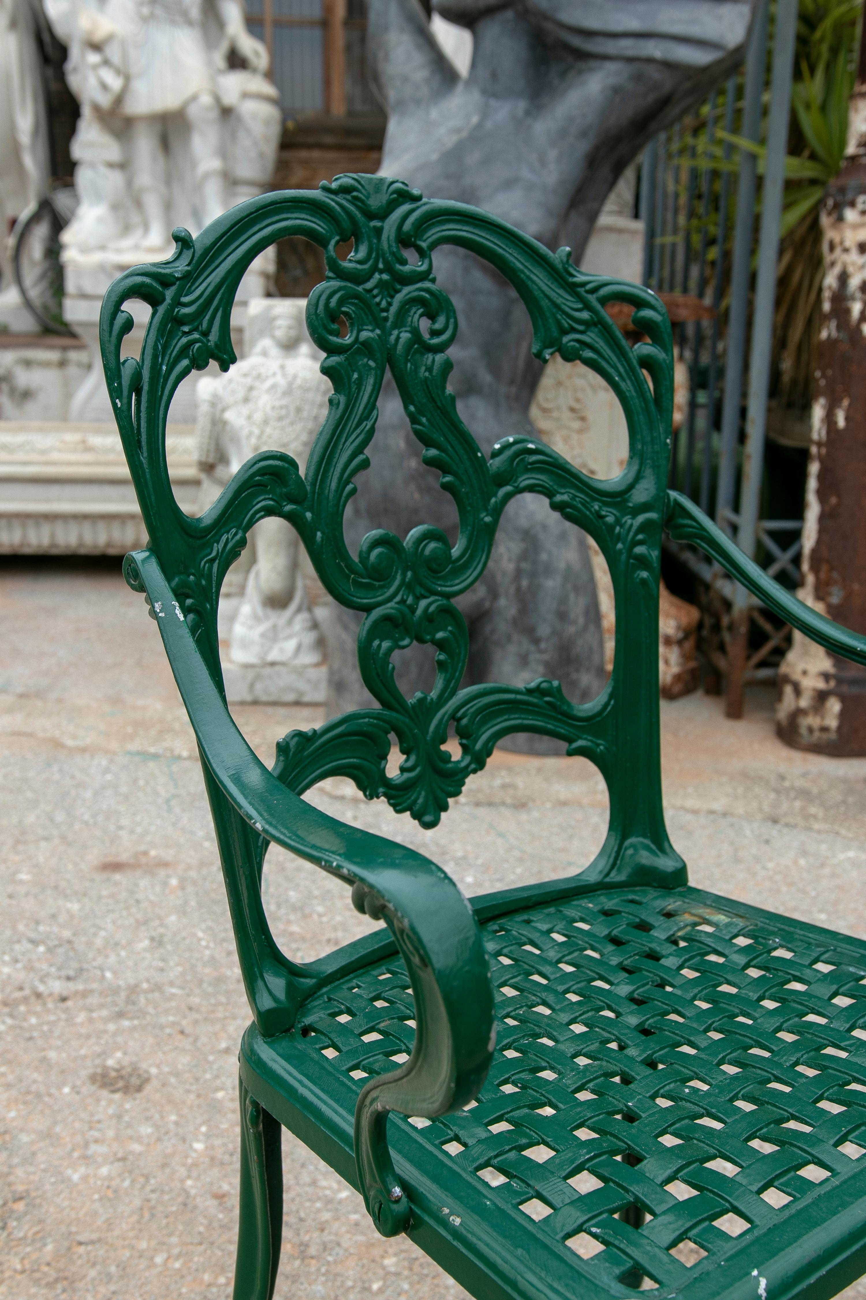1980s Set of Four Green-Painted Iron Chairs  13
