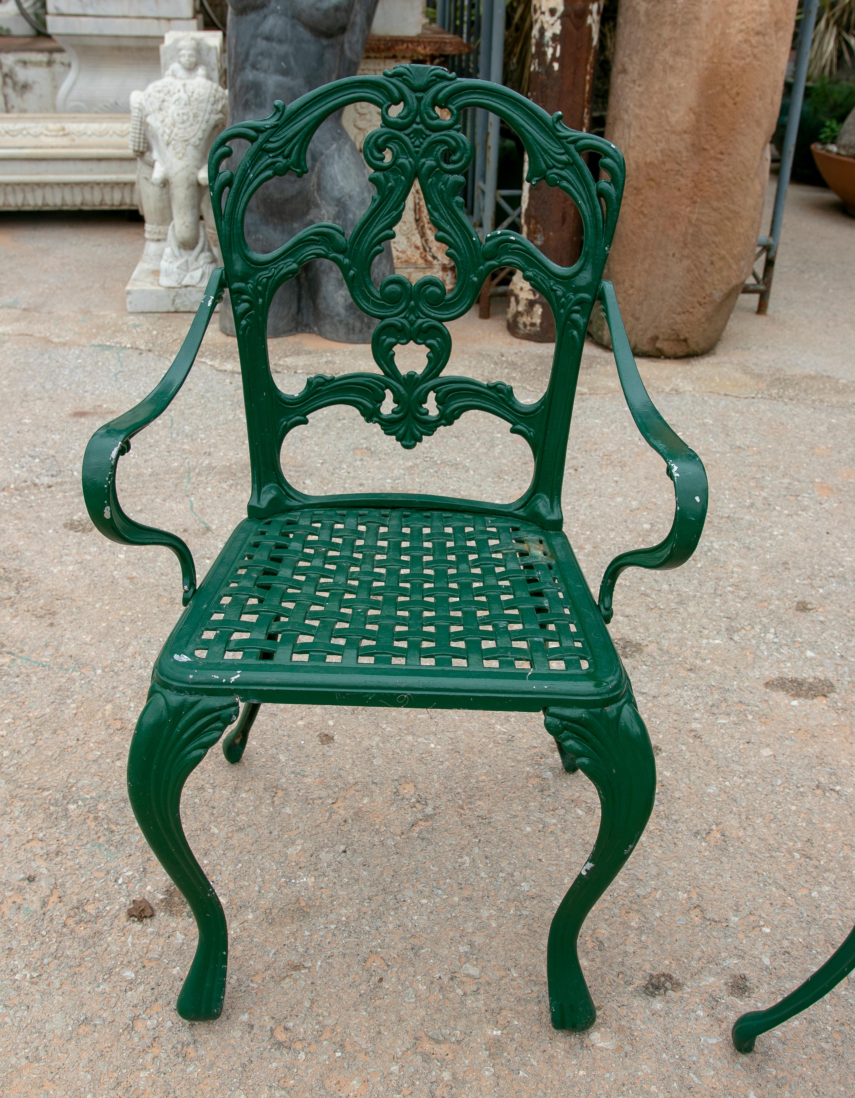 1980s Set of Four Green-Painted Iron Chairs  In Good Condition In Marbella, ES