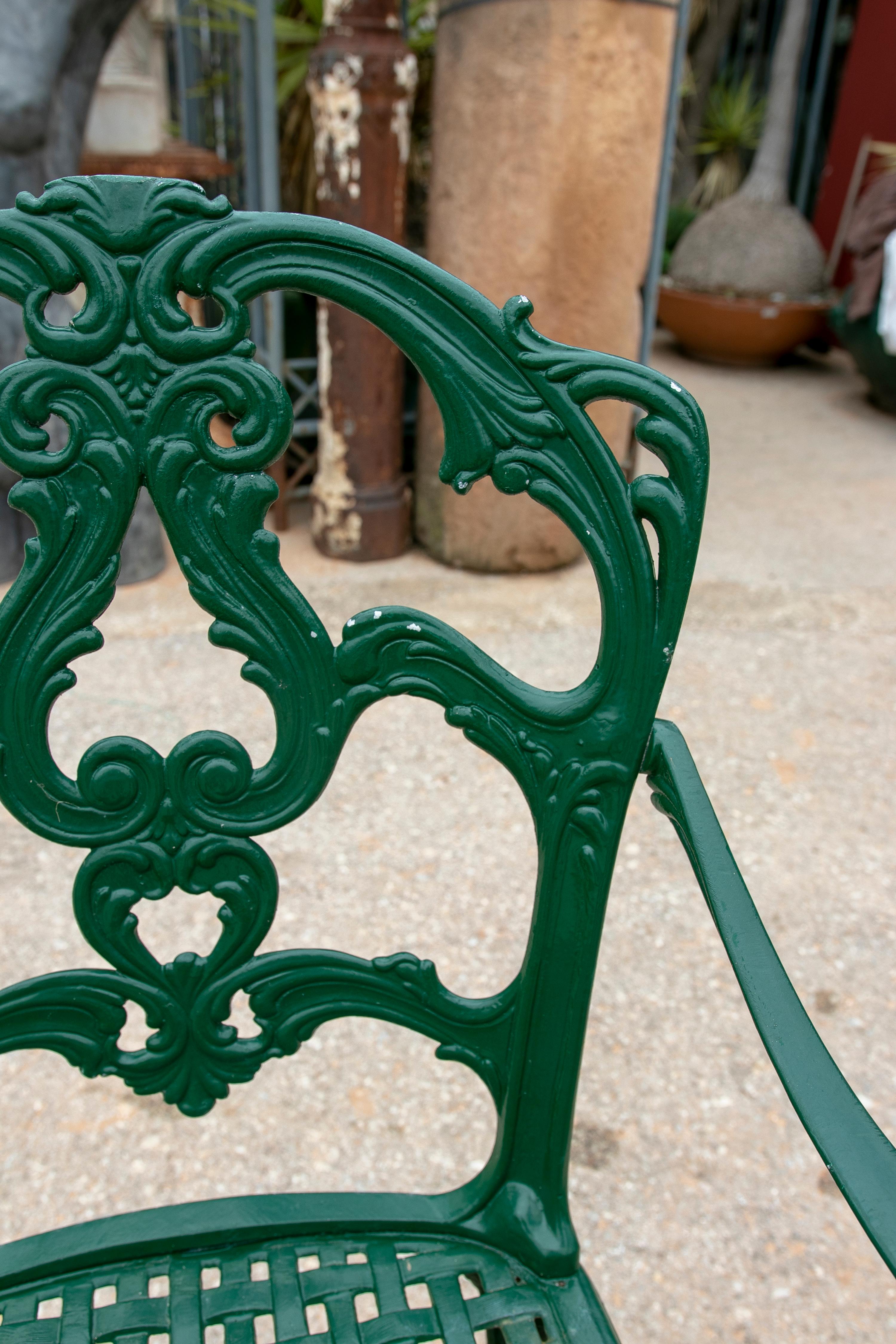 1980s Set of Four Green-Painted Iron Chairs  1