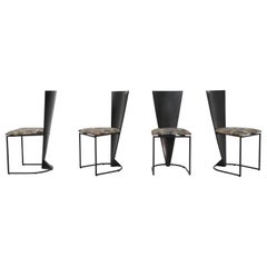 1980s Set of Four Harvink "Zino" Memphis Style Dining Chairs w/ Triangular Backs