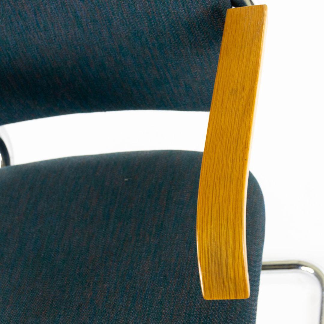 Americano Set di quattro poltrone Marcel Breuer per Knoll B64 in tessuto verde degli anni '80 in vendita