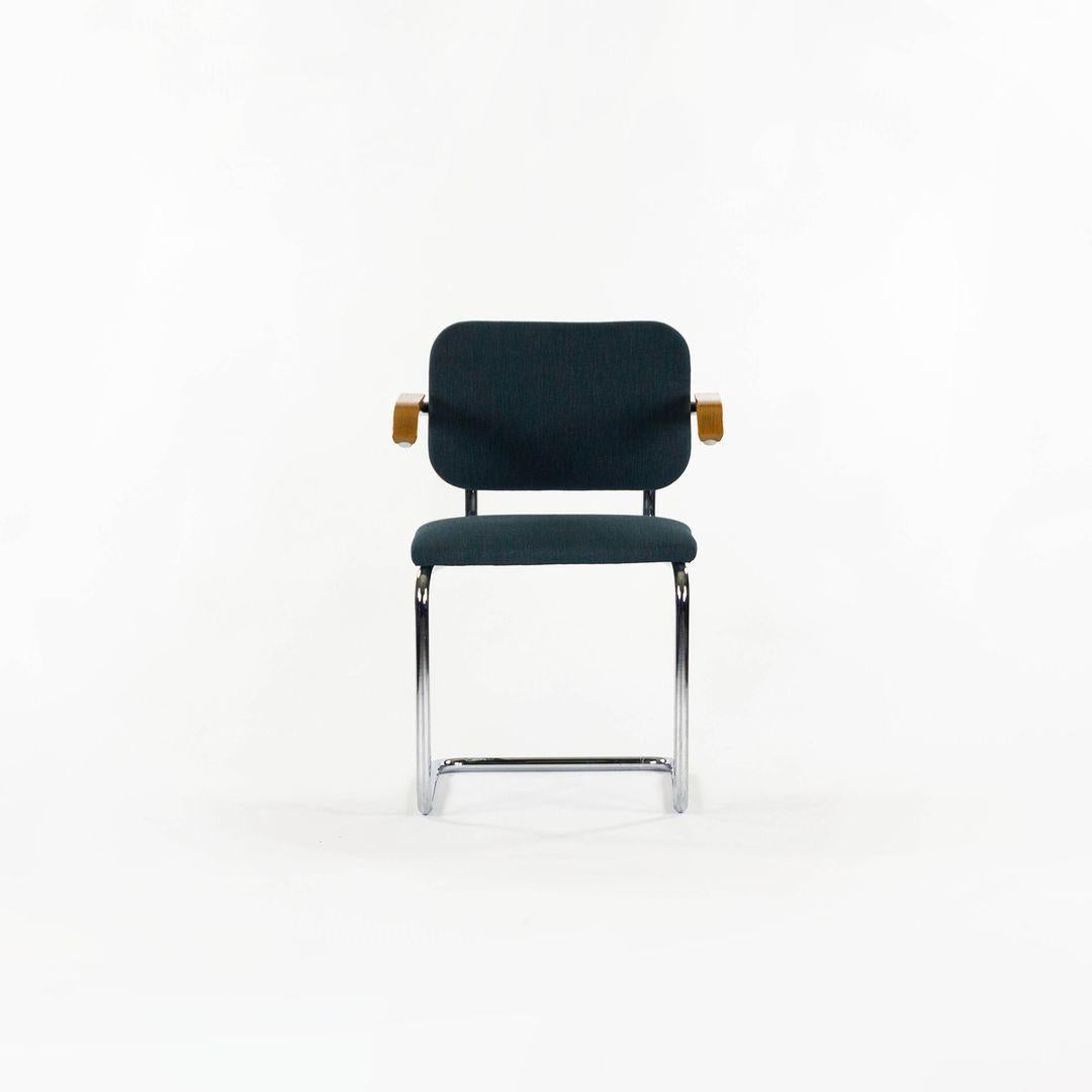Acciaio Set di quattro poltrone Marcel Breuer per Knoll B64 in tessuto verde degli anni '80 in vendita