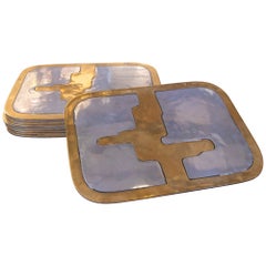 1980s Set of Four Plate Covers in Bronze by the Artist David Marshall