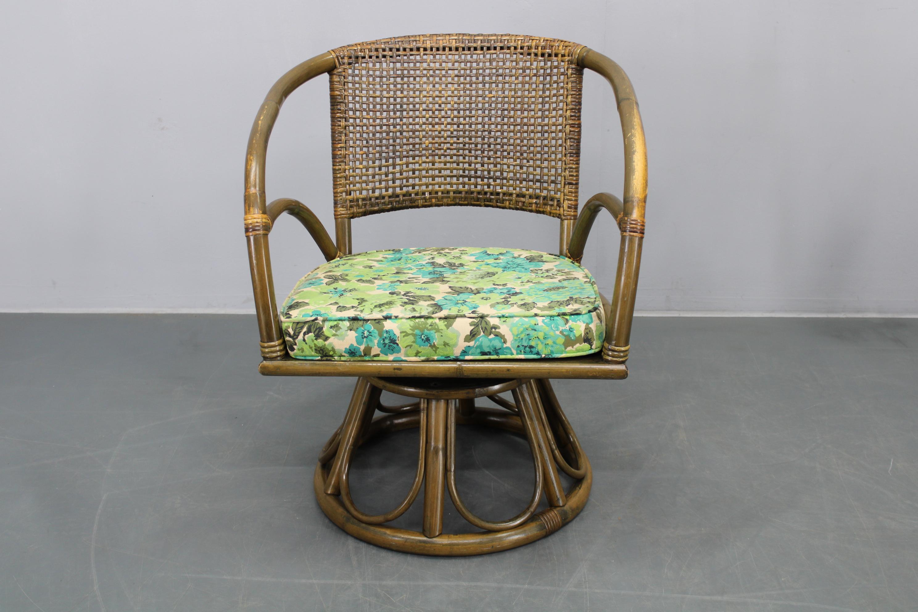 1980er Set aus vier Rattansesseln mit Stoffkissen im Zustand „Gut“ im Angebot in Praha, CZ