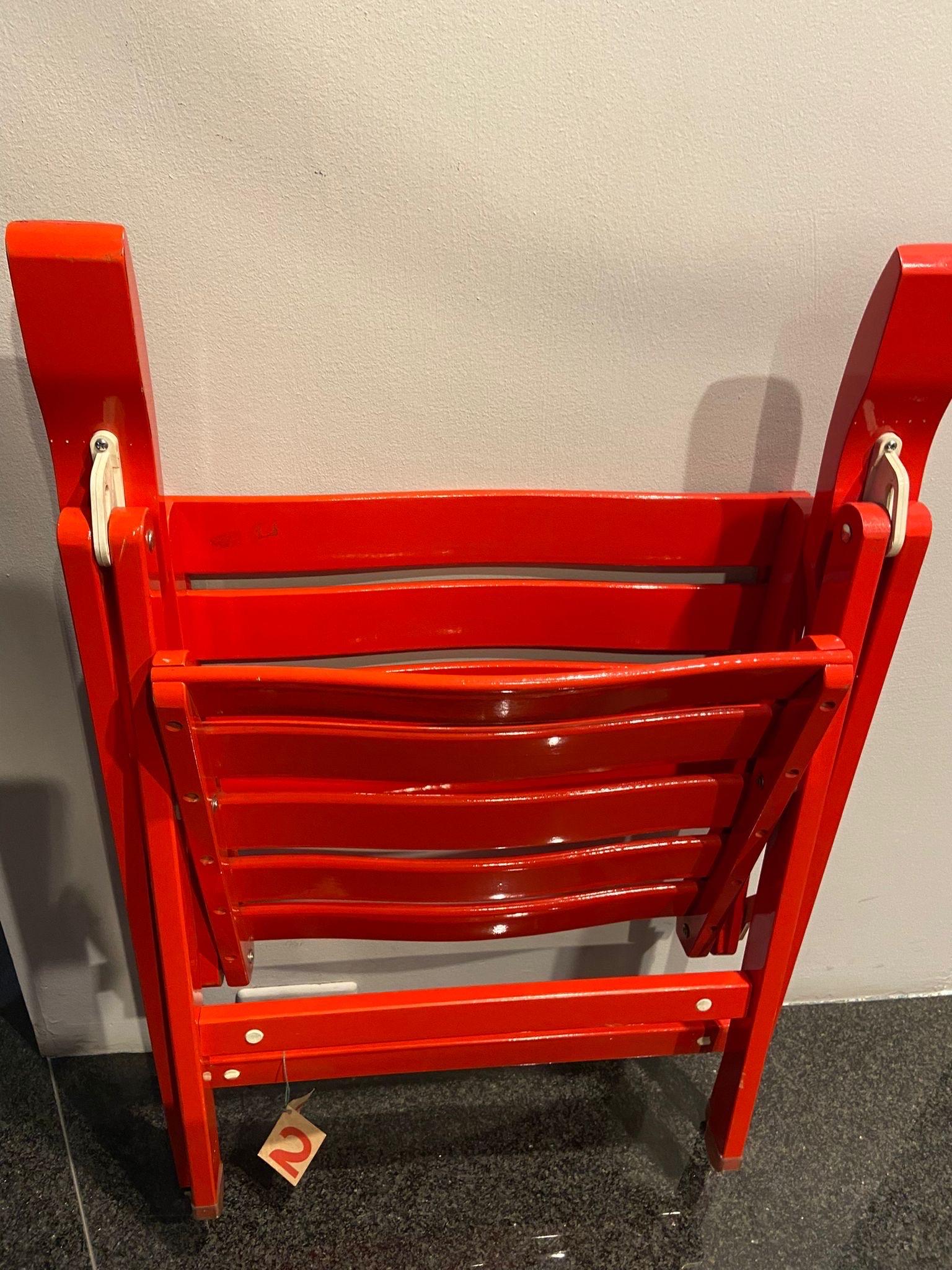 Ensemble de quatre chaises de jardin pliantes orange de style Reguitti des années 1980 Bon état - En vente à Aci Castello, IT