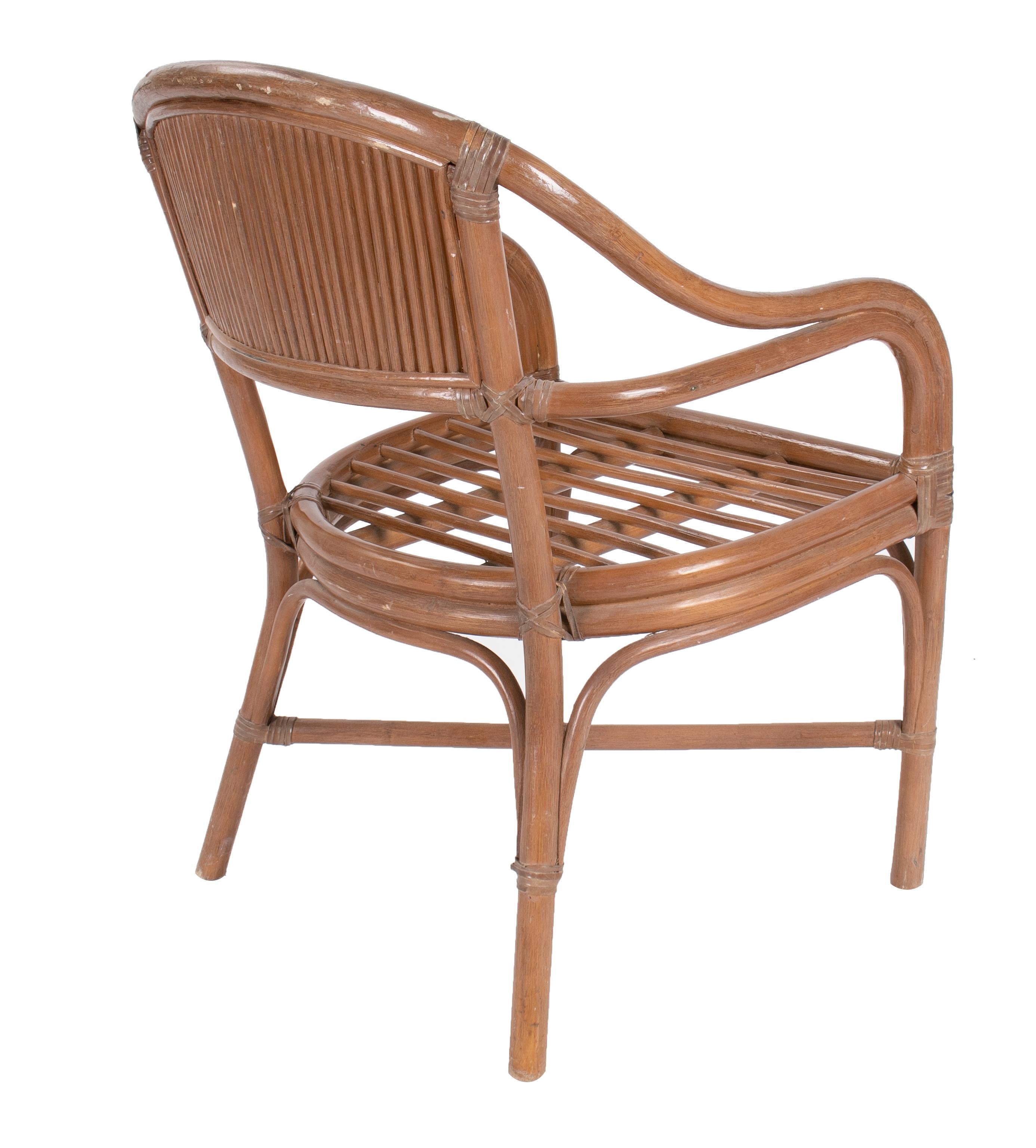 1980s Set of Four Spanish Bamboo Armchairs In Good Condition In Marbella, ES
