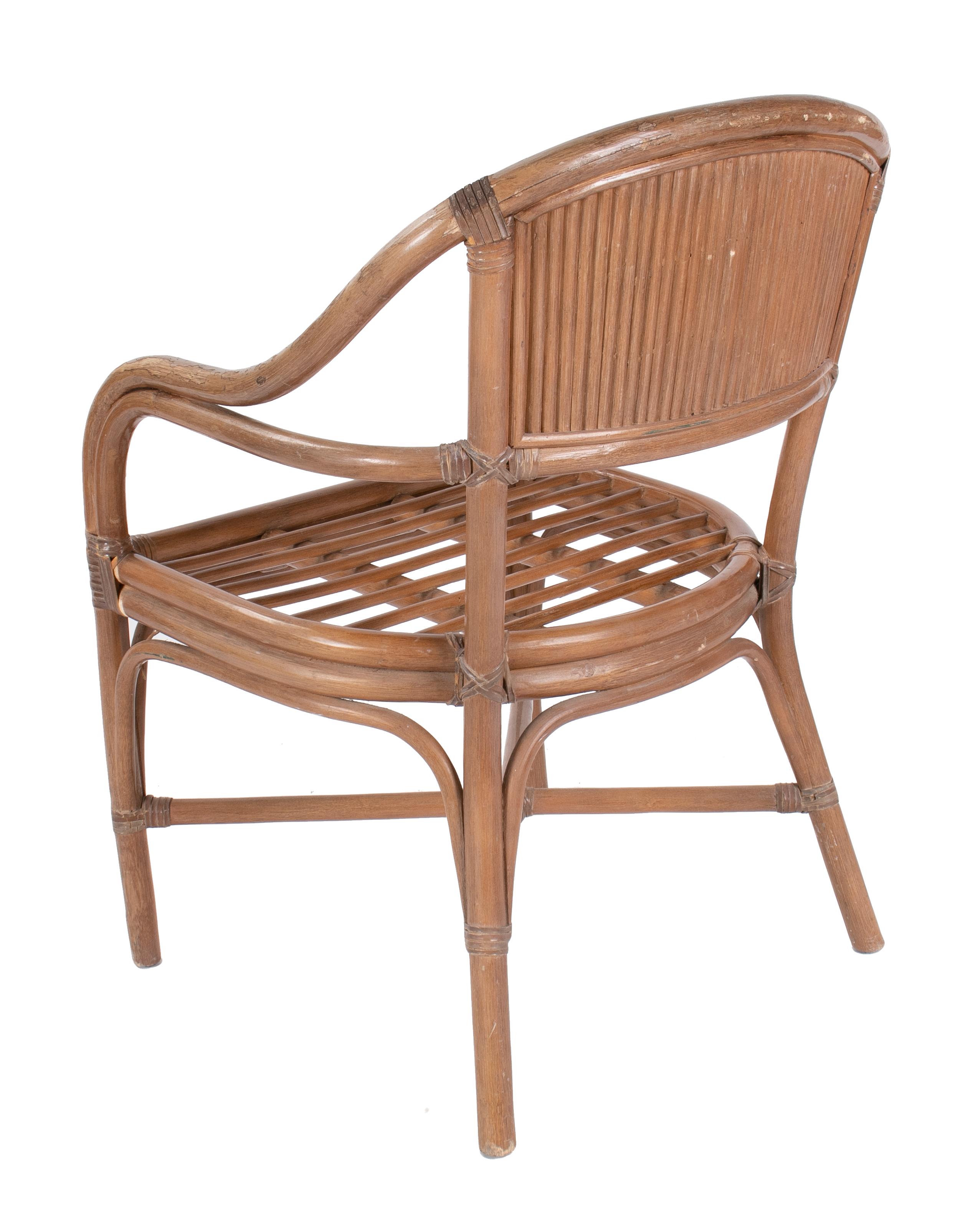 20th Century 1980s Set of Four Spanish Bamboo Armchairs