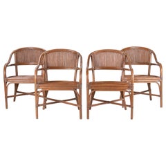 1980s Set of Four Spanish Bamboo Armchairs