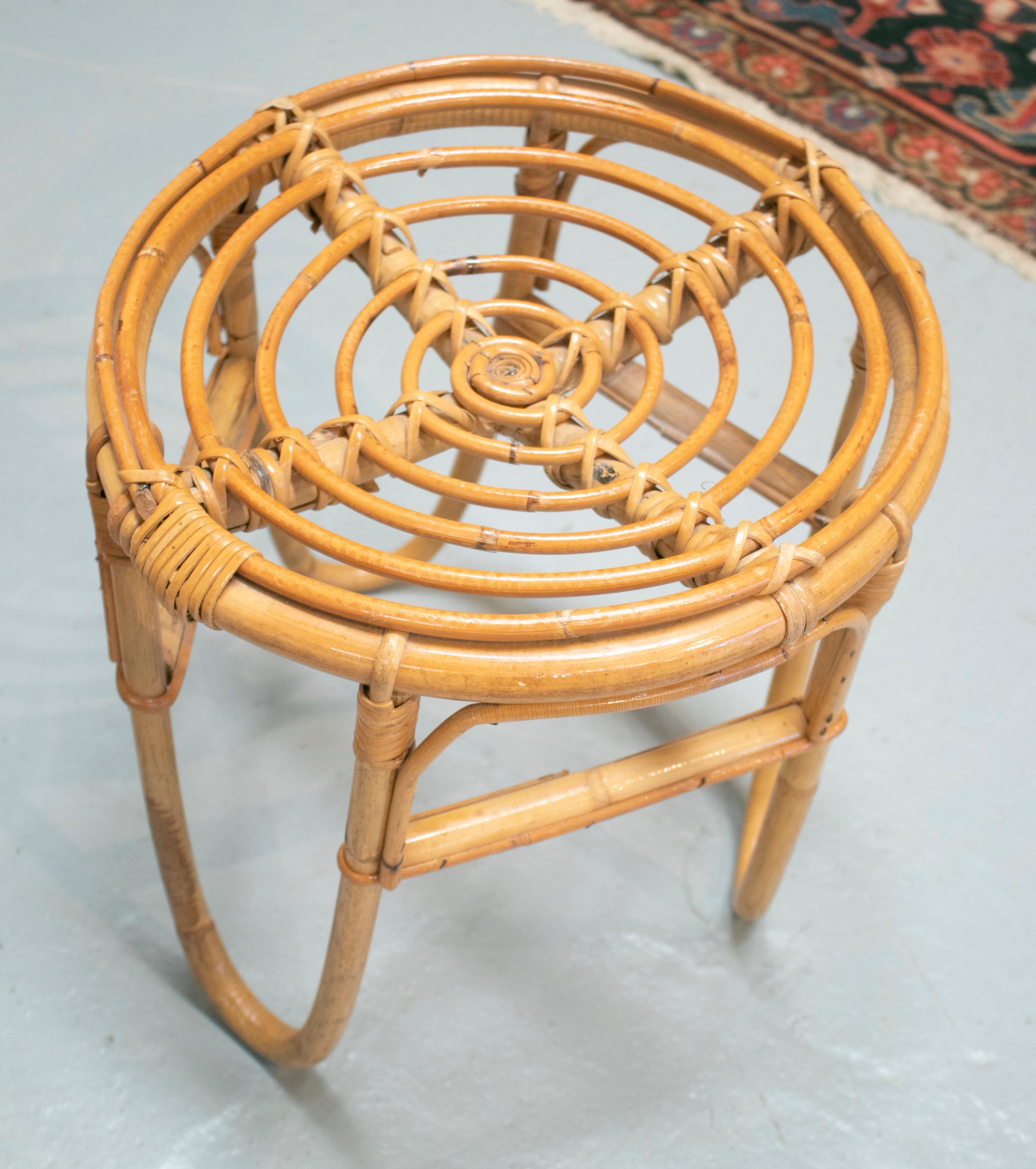 1980s Set of Four Spanish Bamboo Stools For Sale 8
