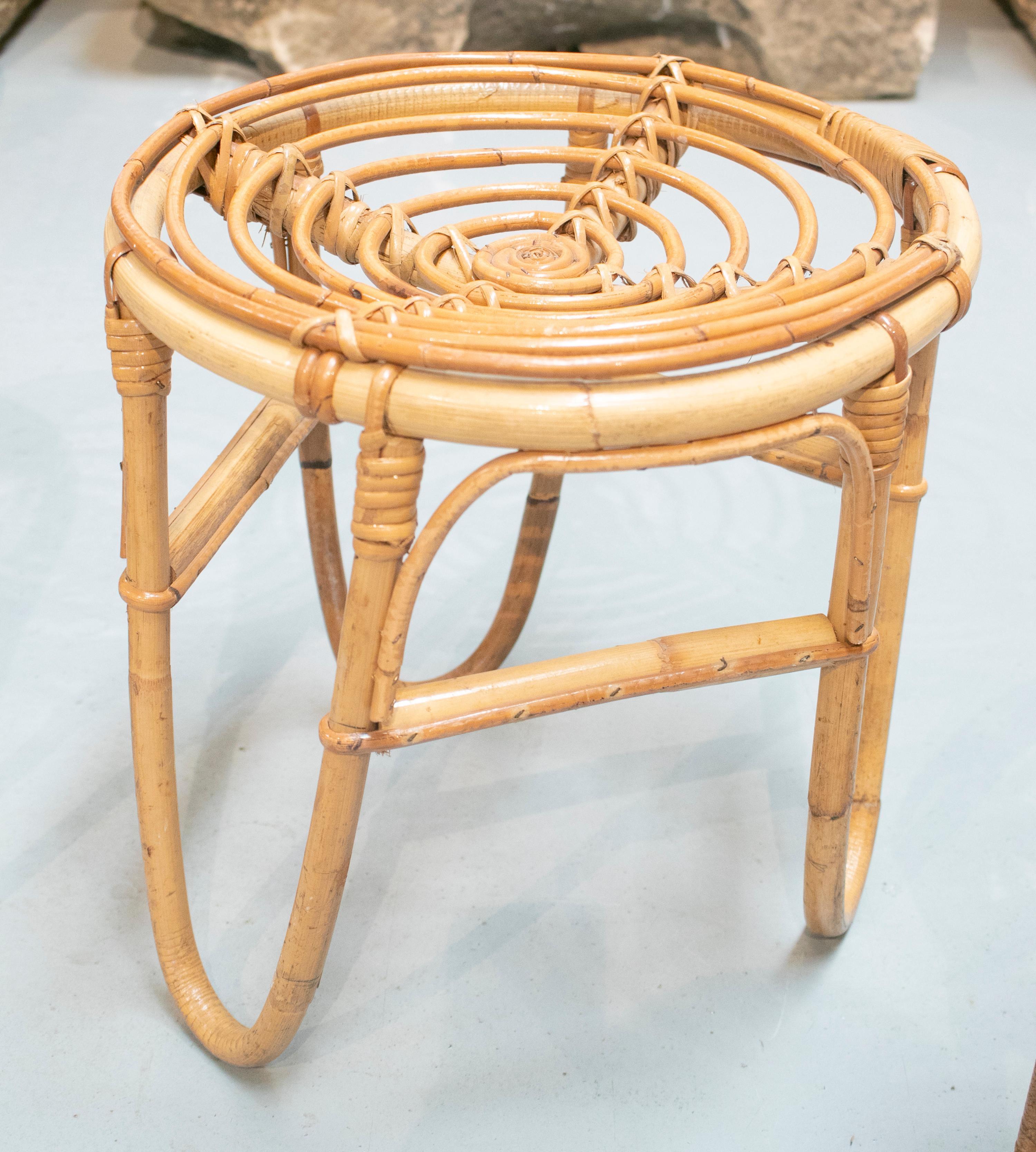 1980s Set of Four Spanish Bamboo Stools For Sale 3