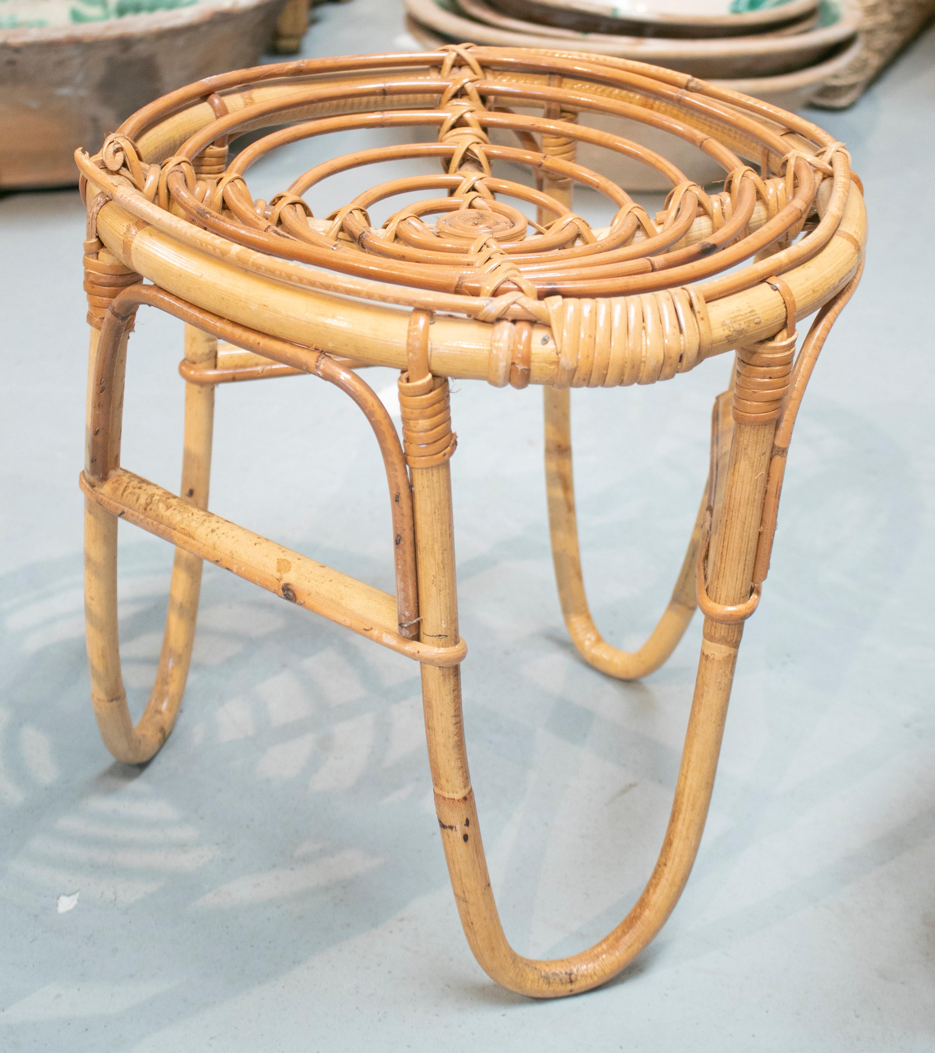 1980s Set of Four Spanish Bamboo Stools For Sale 4